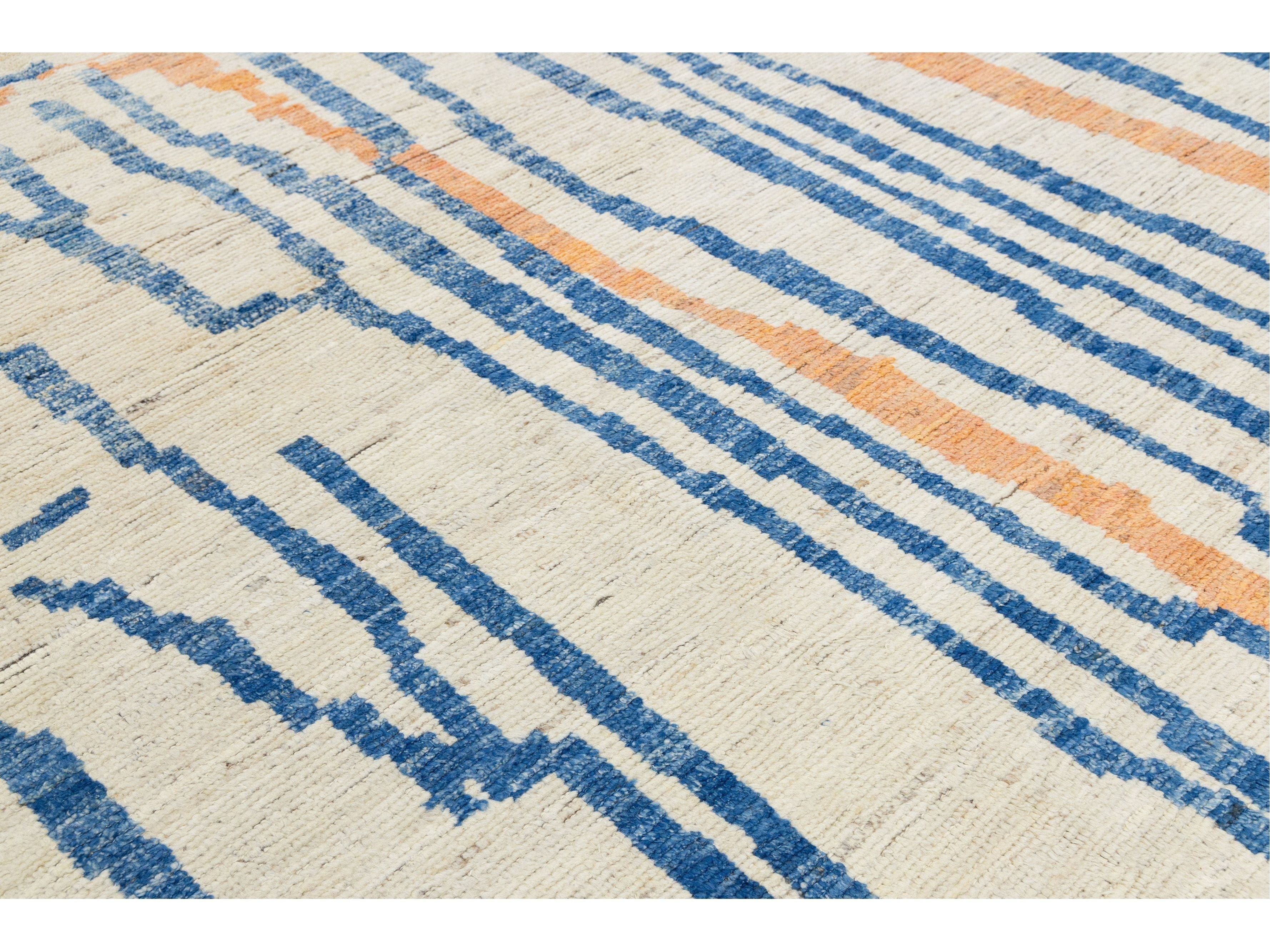 Modern Moroccan Wool Rug 10 X 13