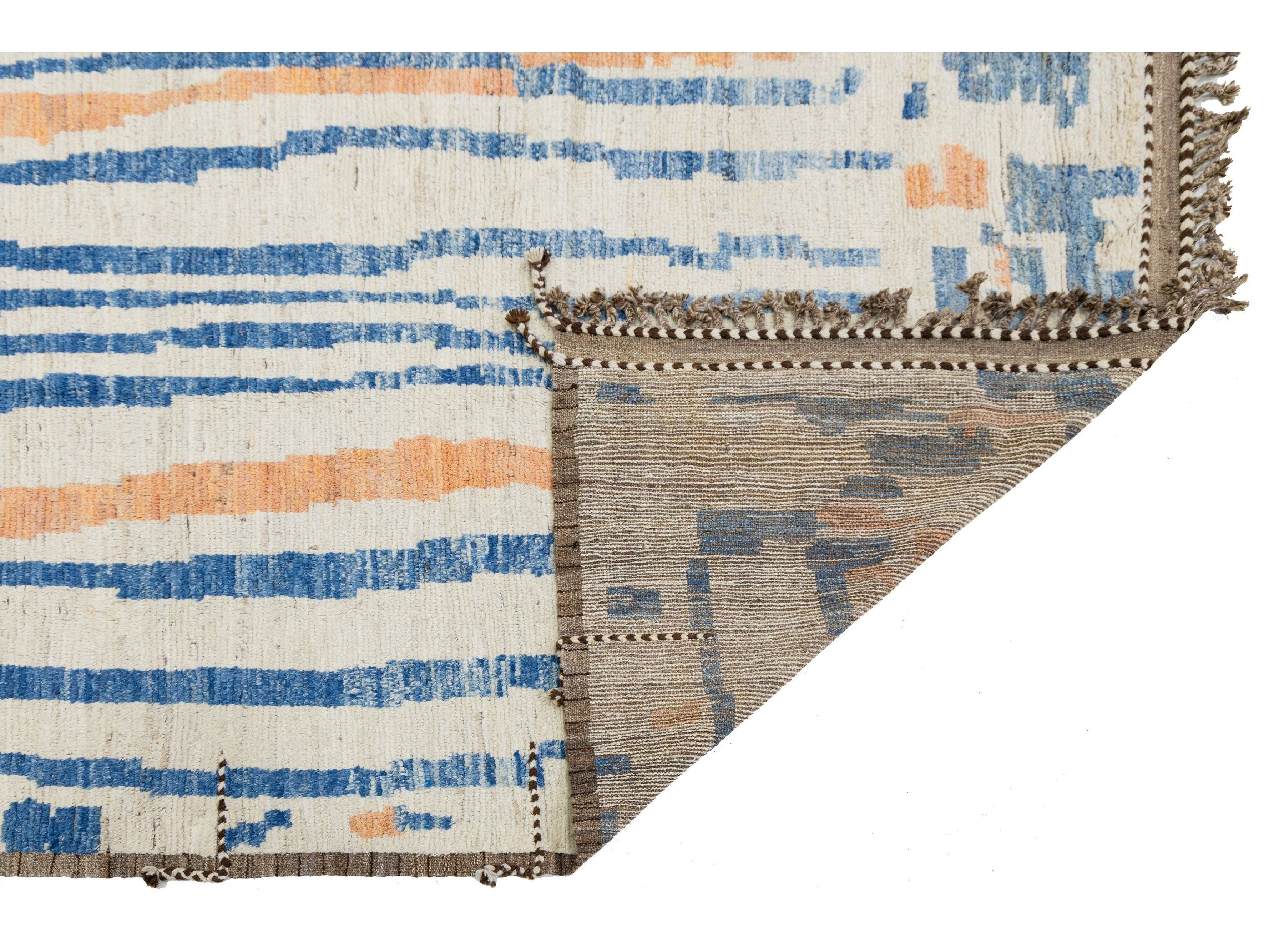 Modern Moroccan Wool Rug 10 X 13