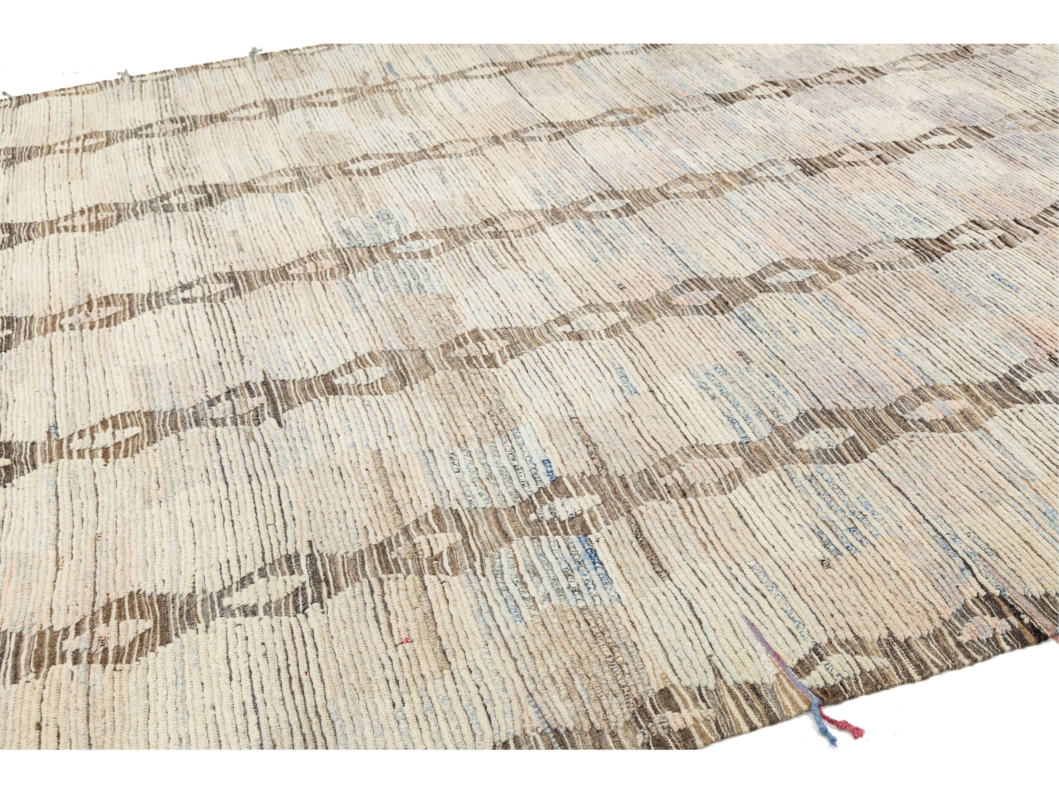 Modern Moroccan Wool Rug 9 X 14