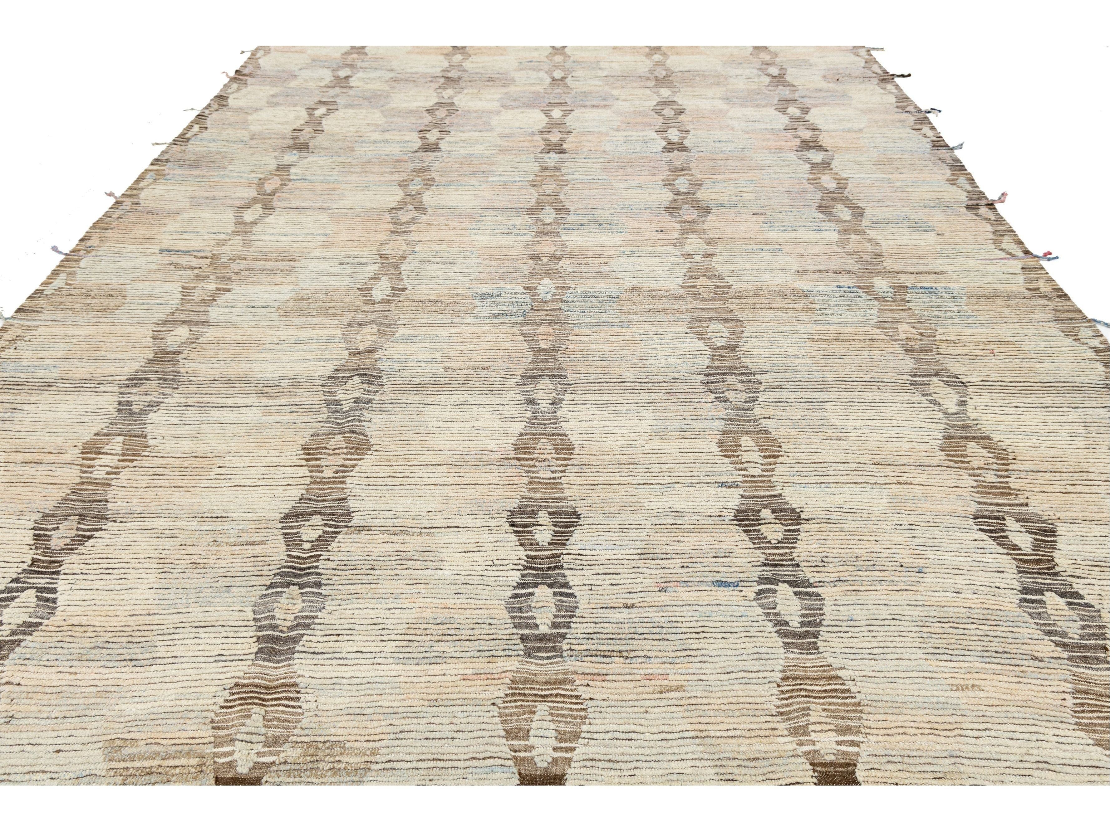 Modern Moroccan Wool Rug 9 X 14