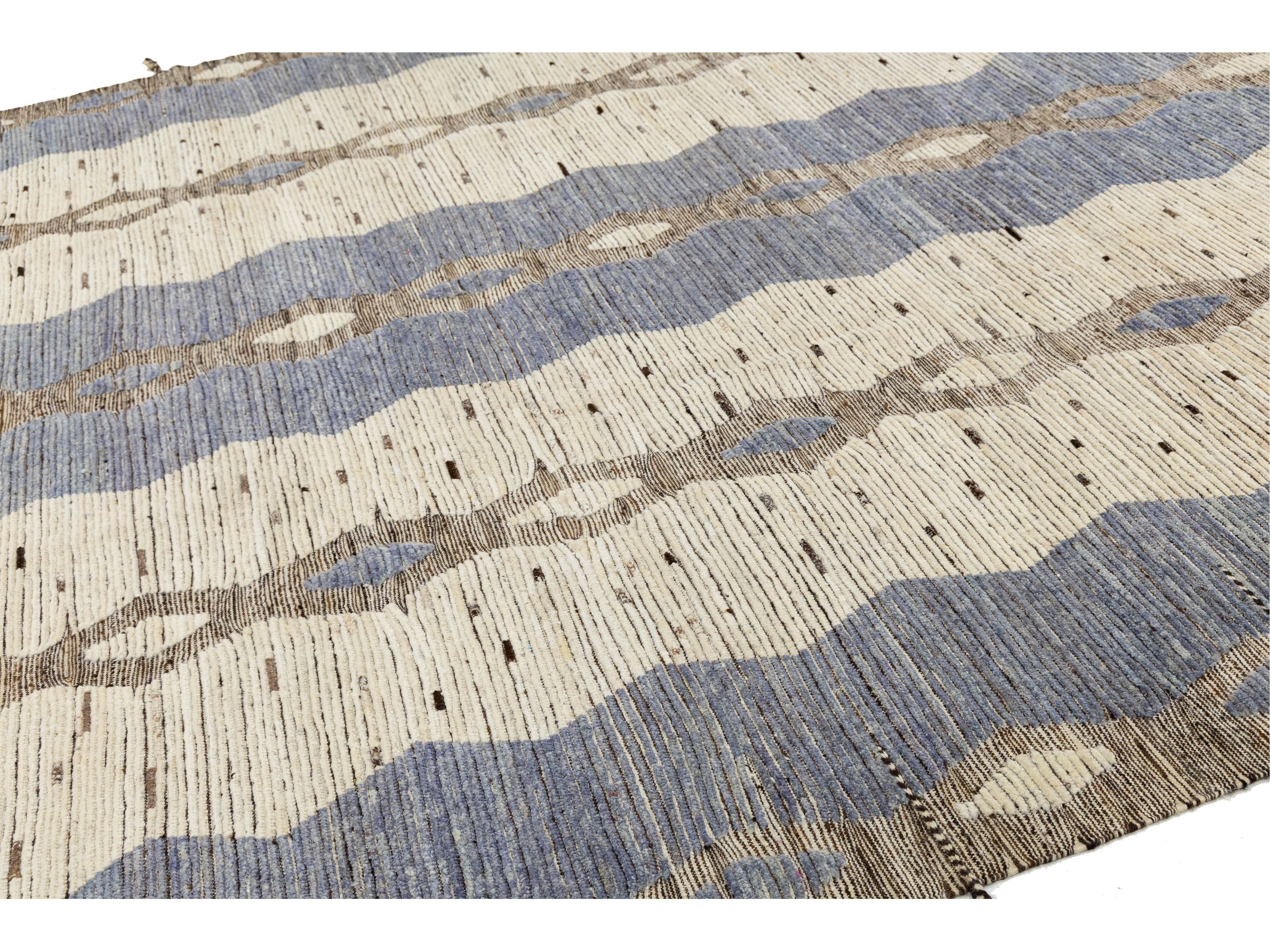 Modern Moroccan Wool Rug 11 X 14