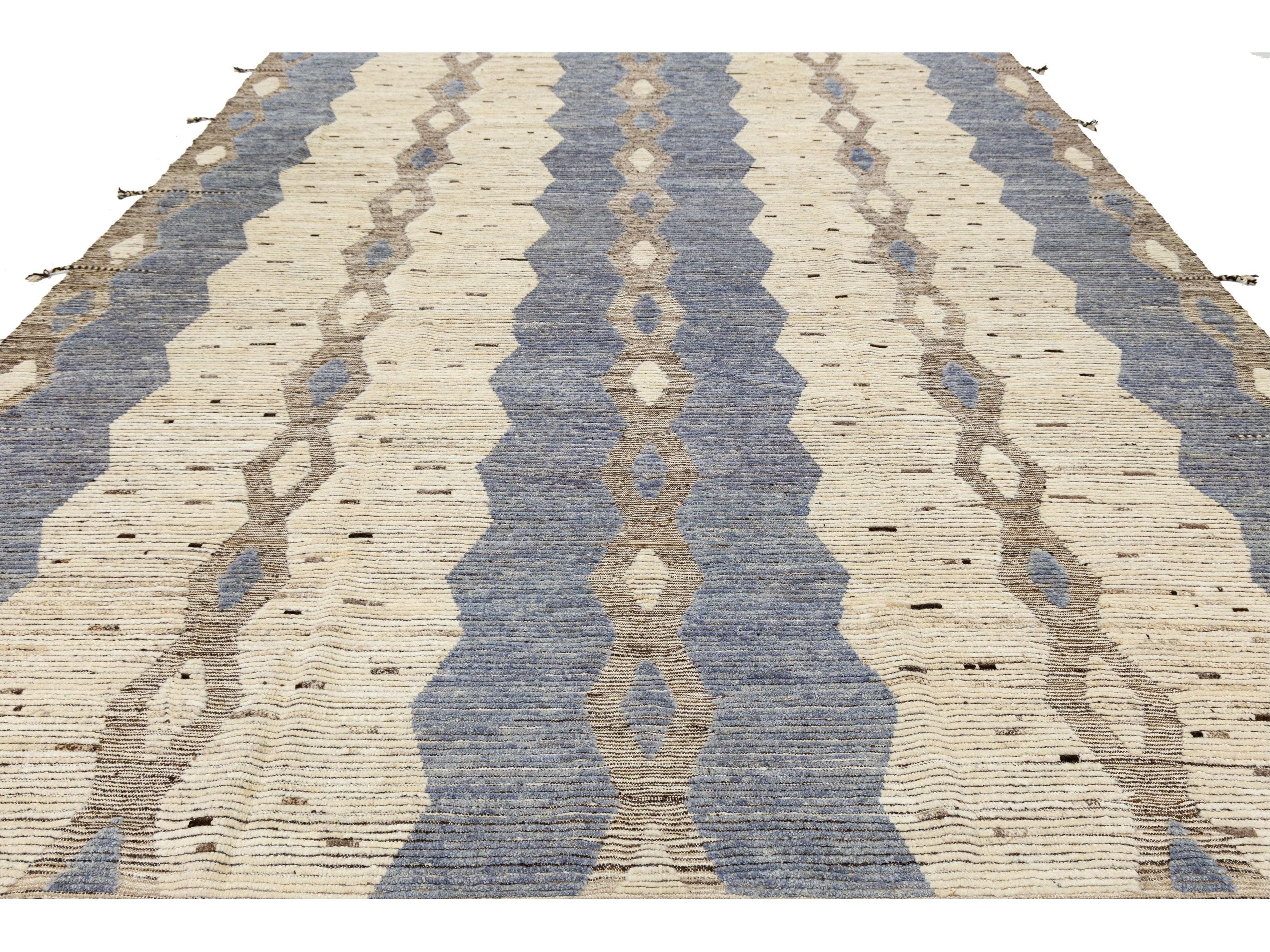 Modern Moroccan Wool Rug 11 X 14