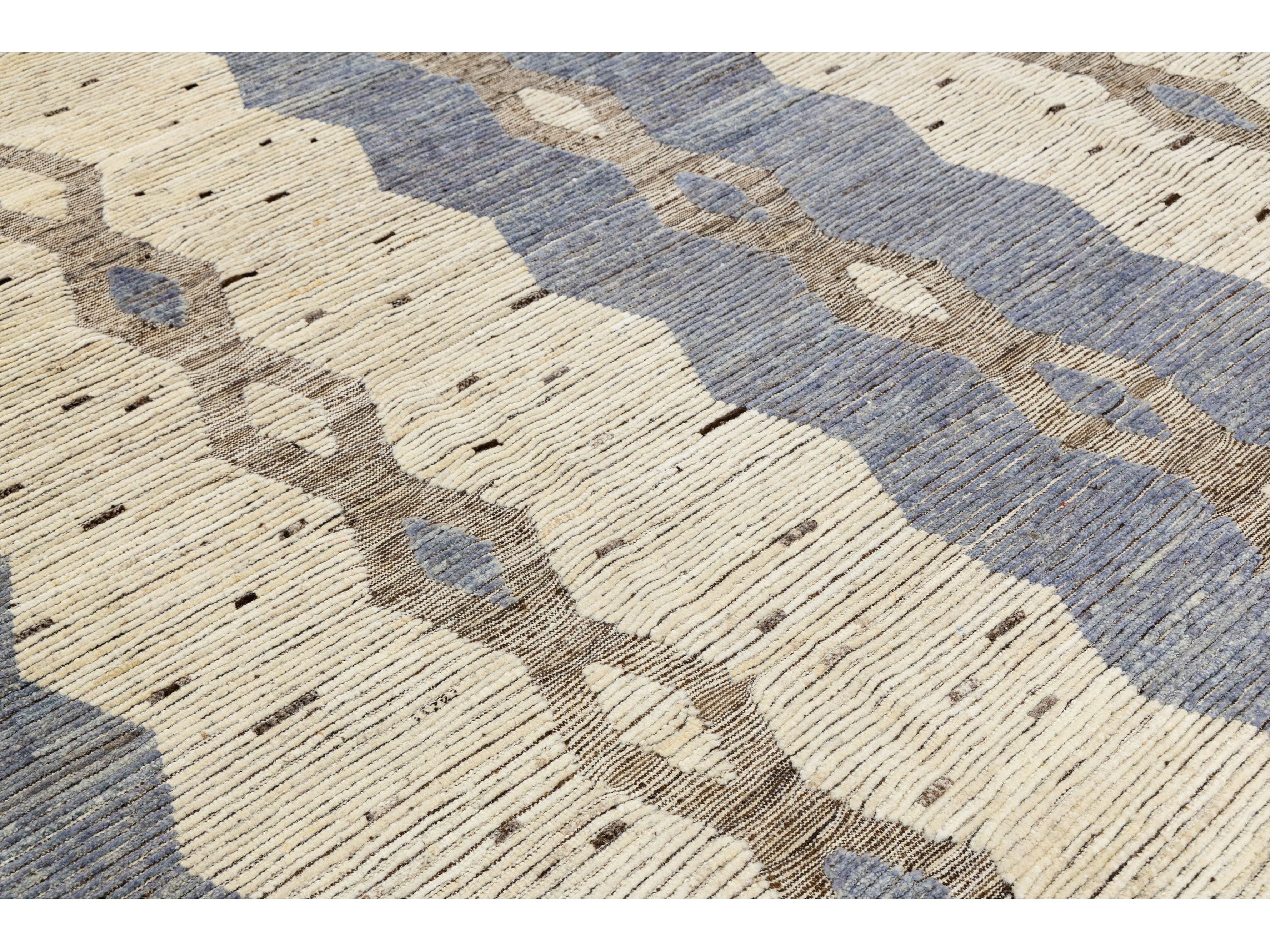 Modern Moroccan Wool Rug 11 X 14