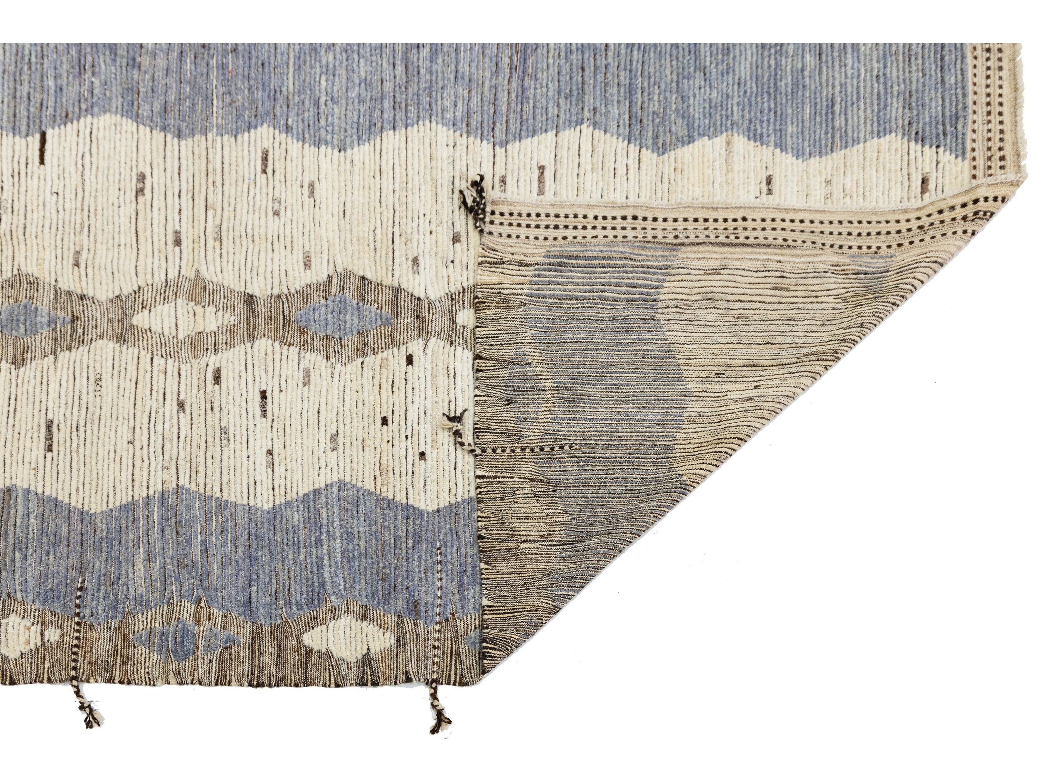 Modern Moroccan Wool Rug 11 X 14