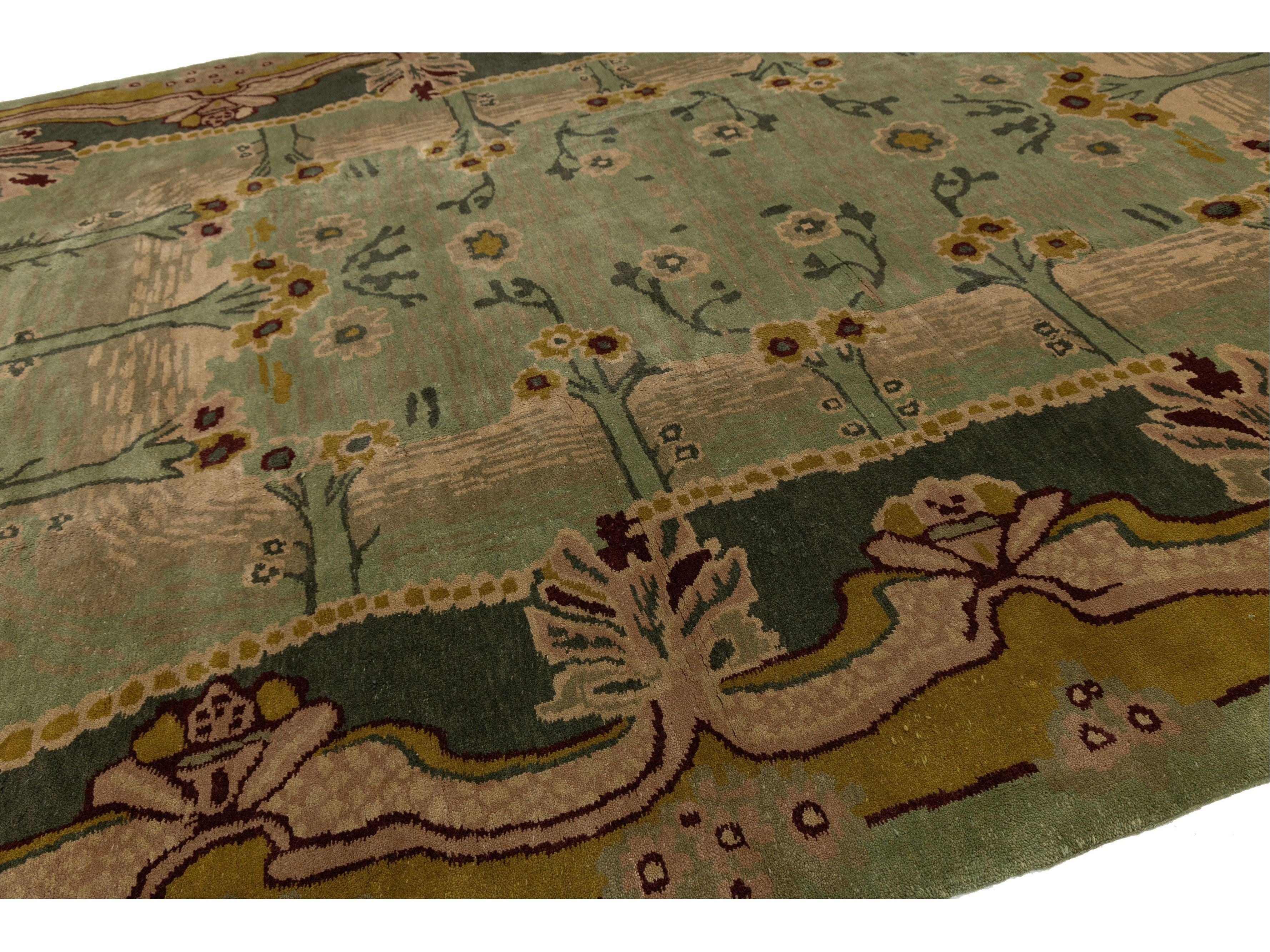 Modern Donegal Arts & Crafts Wool Rug 12 X 18