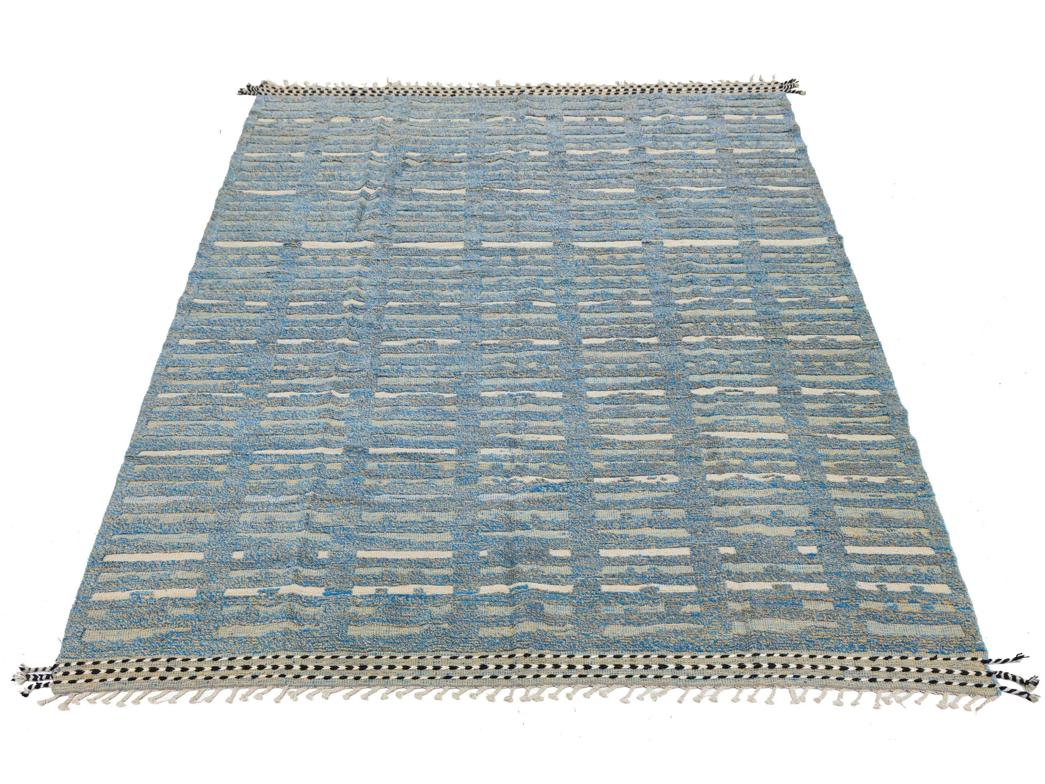 Modern Moroccan Wool Rug 9 X 13