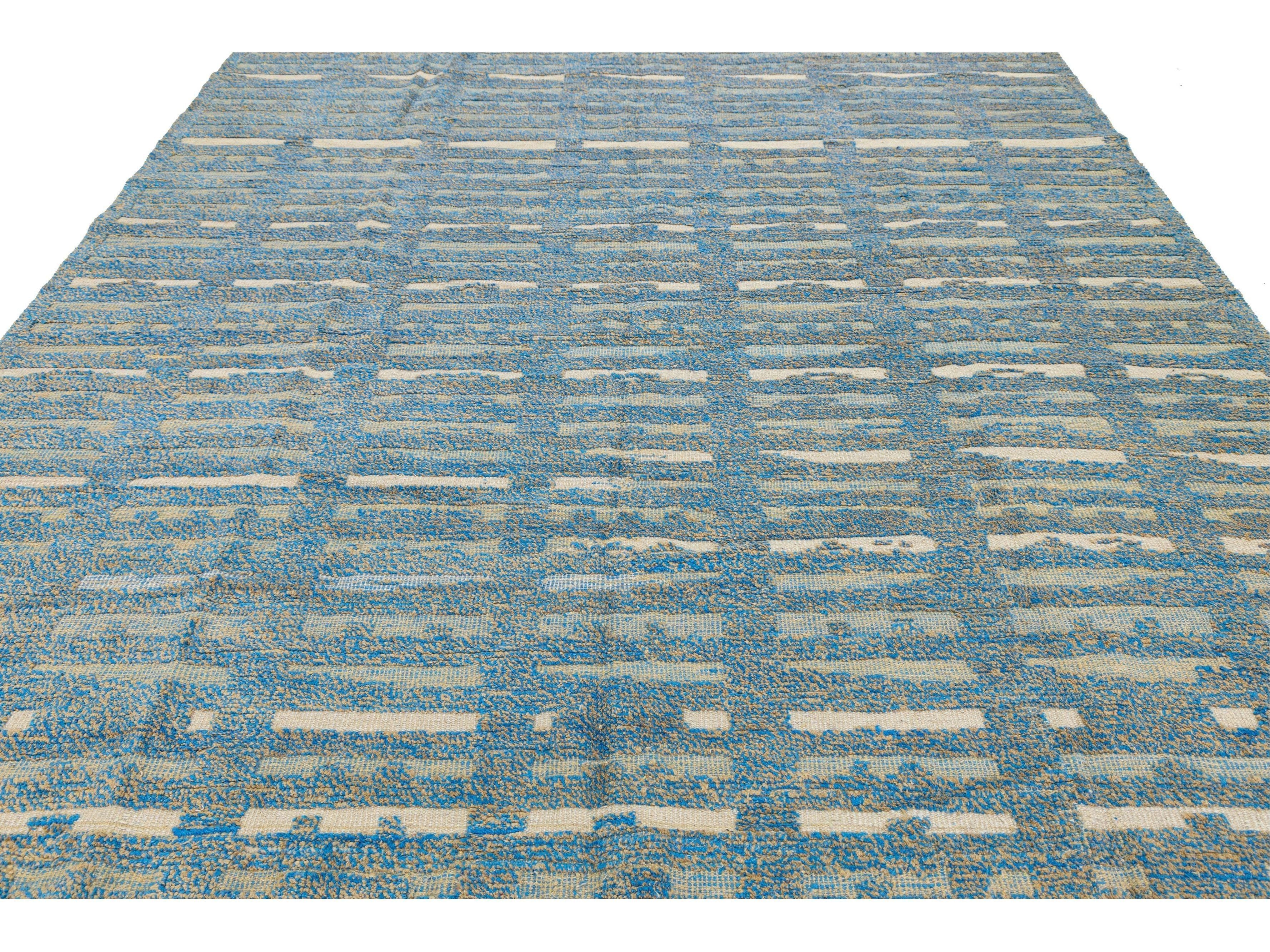 Modern Moroccan Wool Rug 9 X 13