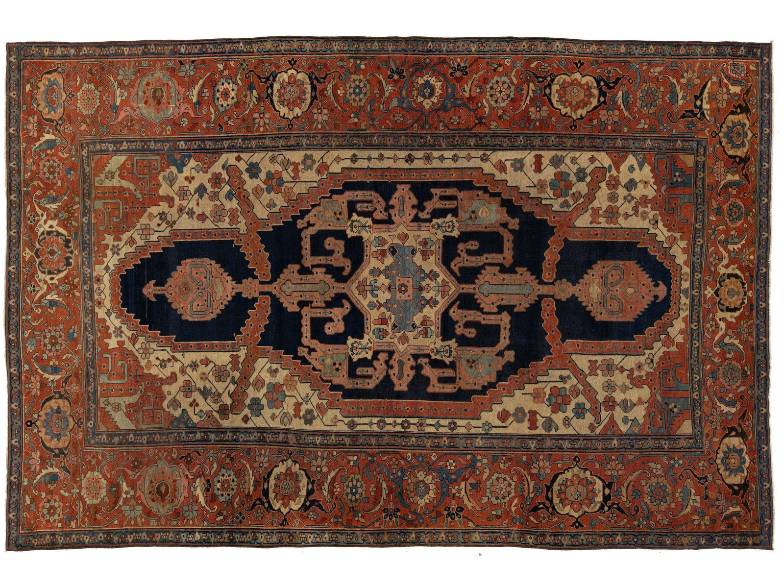 Antique Serapi Wool Rug 10 X 14