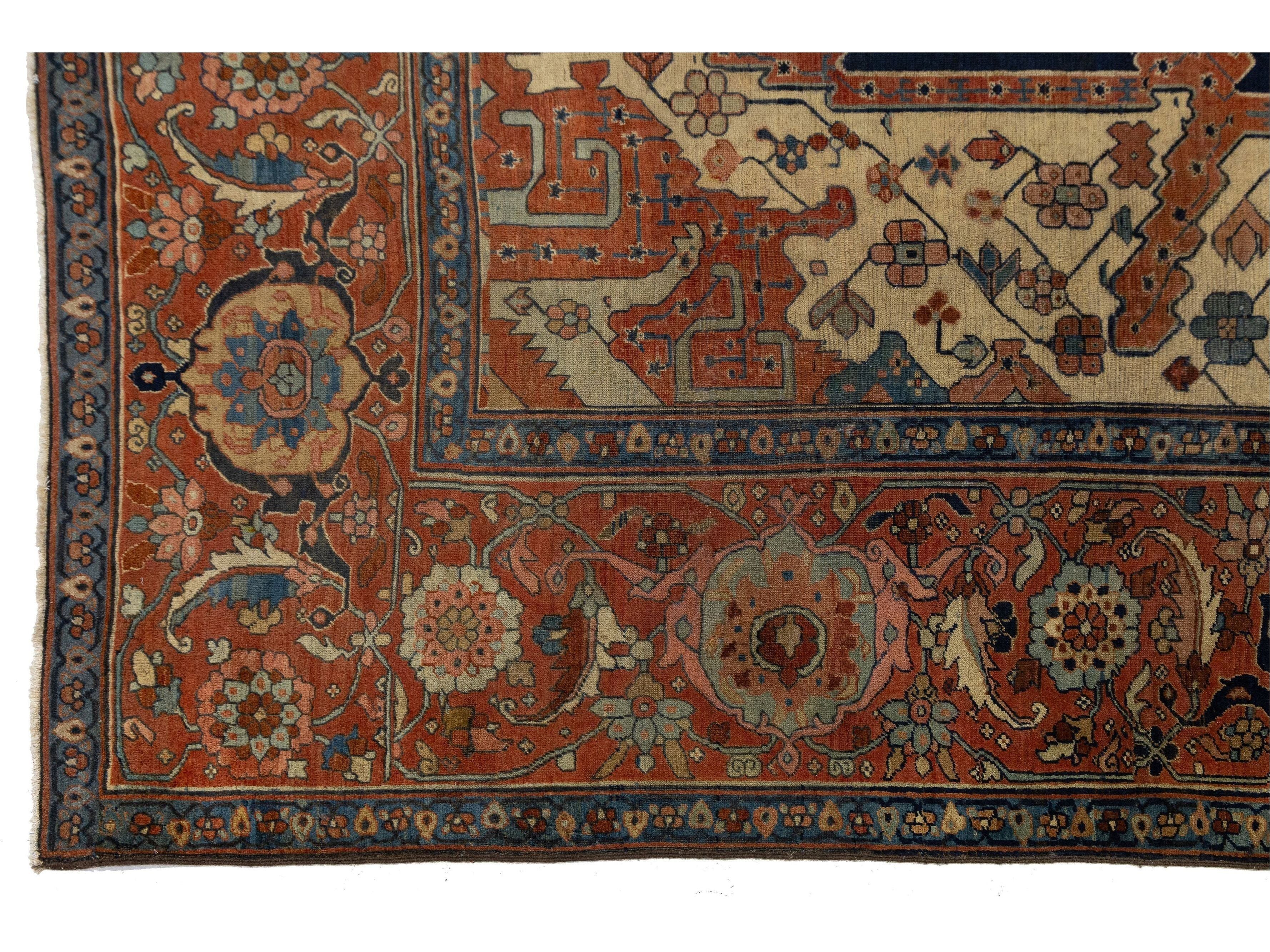 Antique Serapi Wool Rug 10 X 14