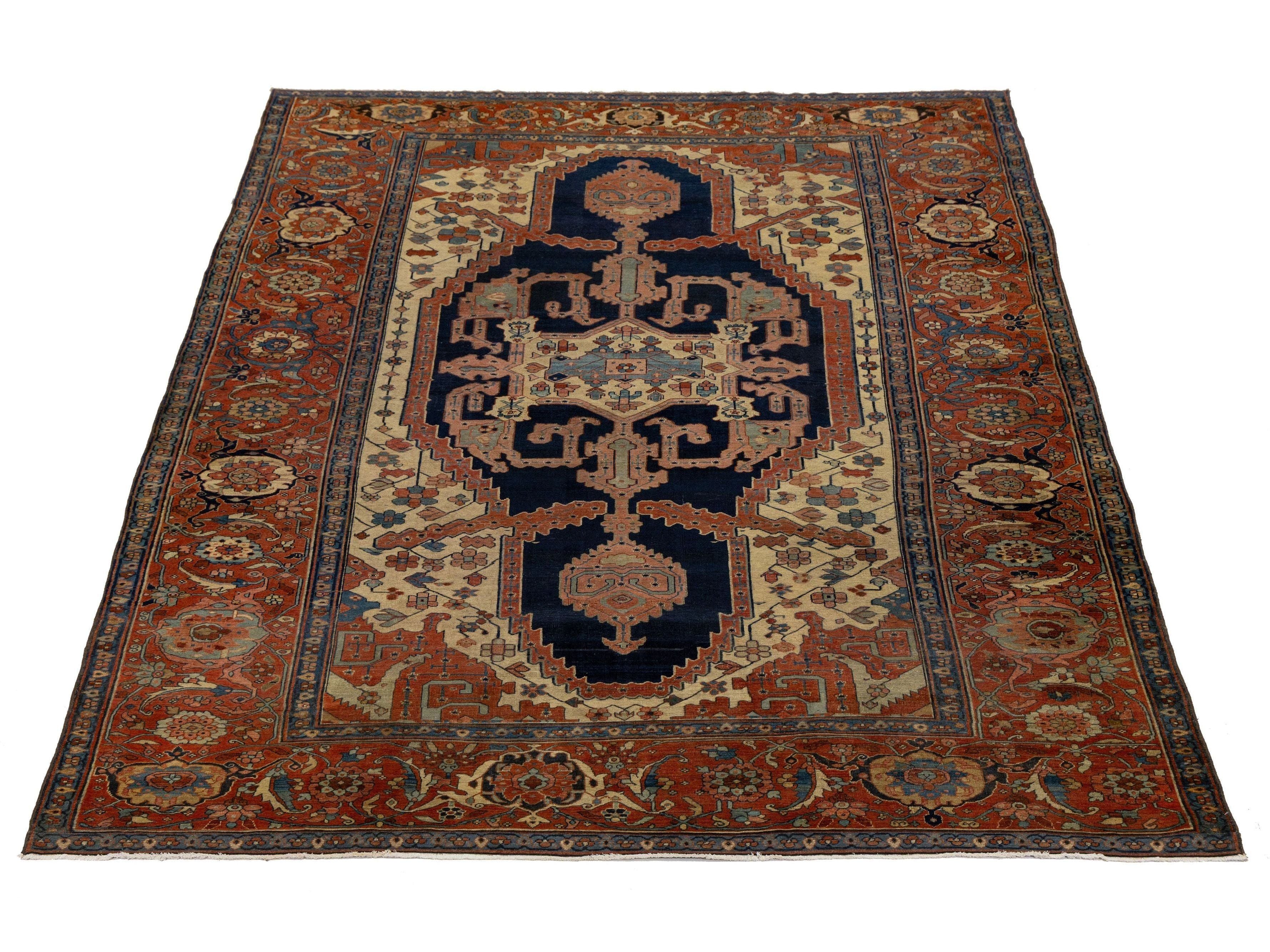 Antique Serapi Wool Rug 10 X 14