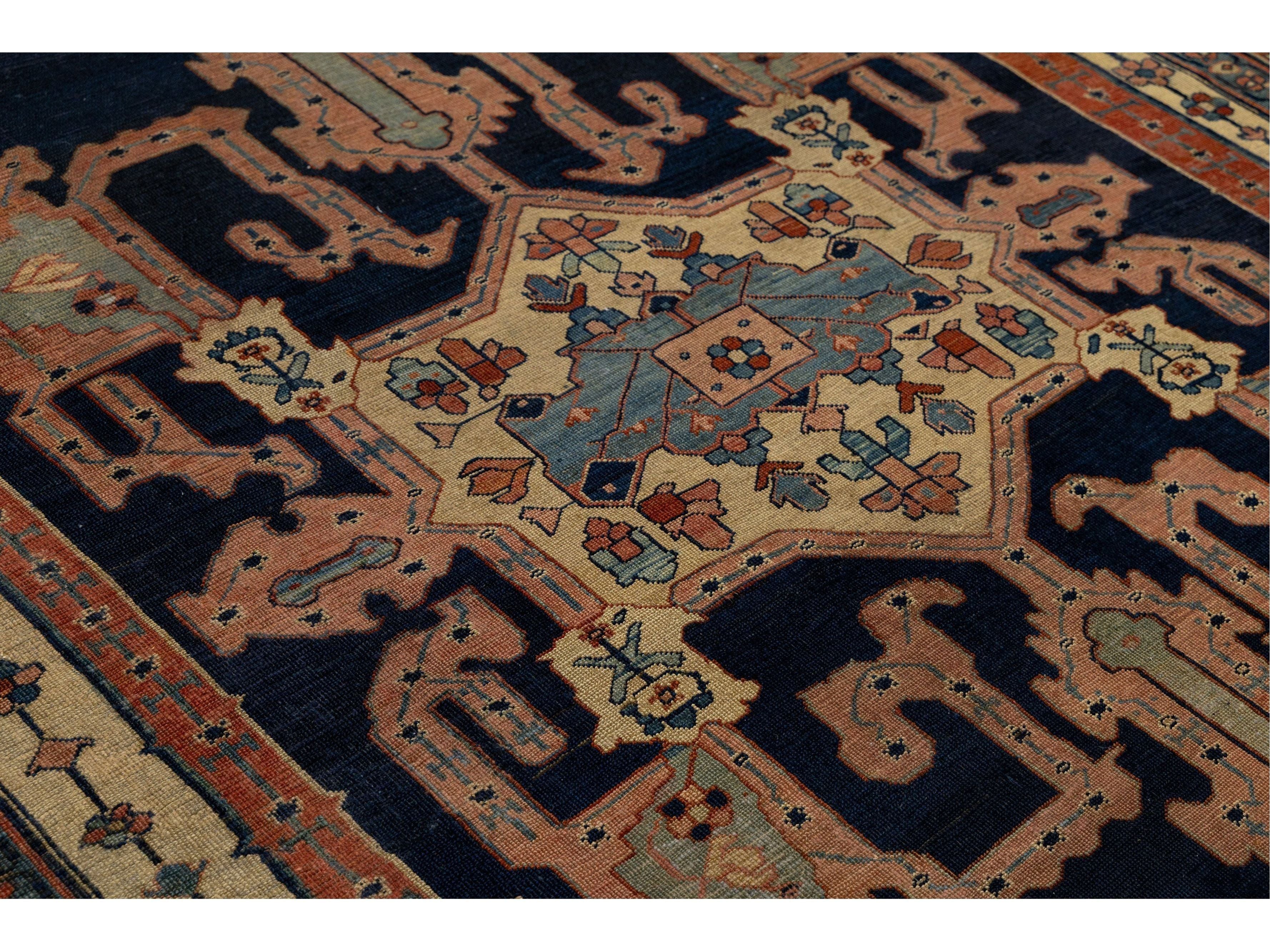 Antique Serapi Wool Rug 10 X 14