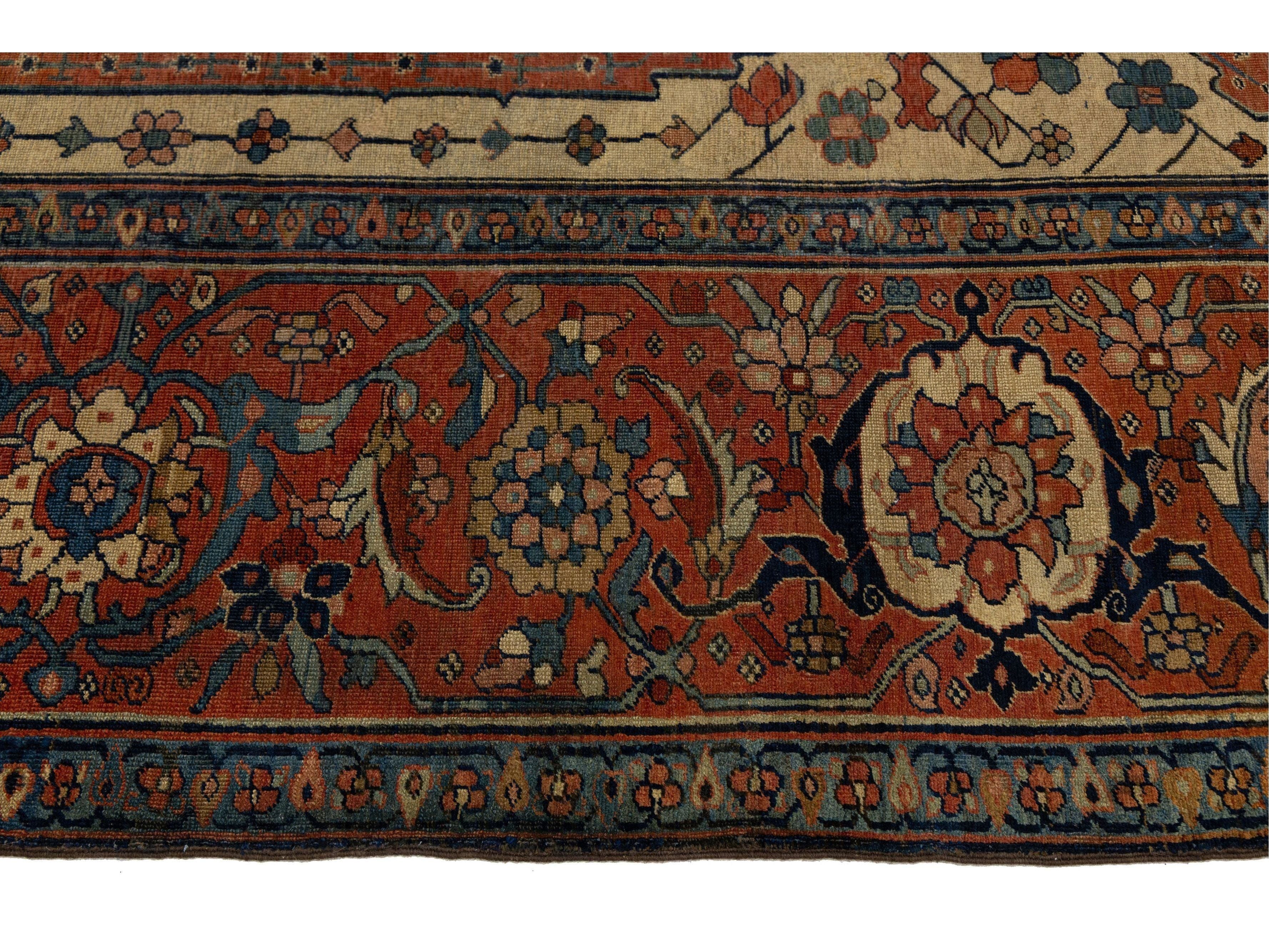 Antique Serapi Wool Rug 10 X 14