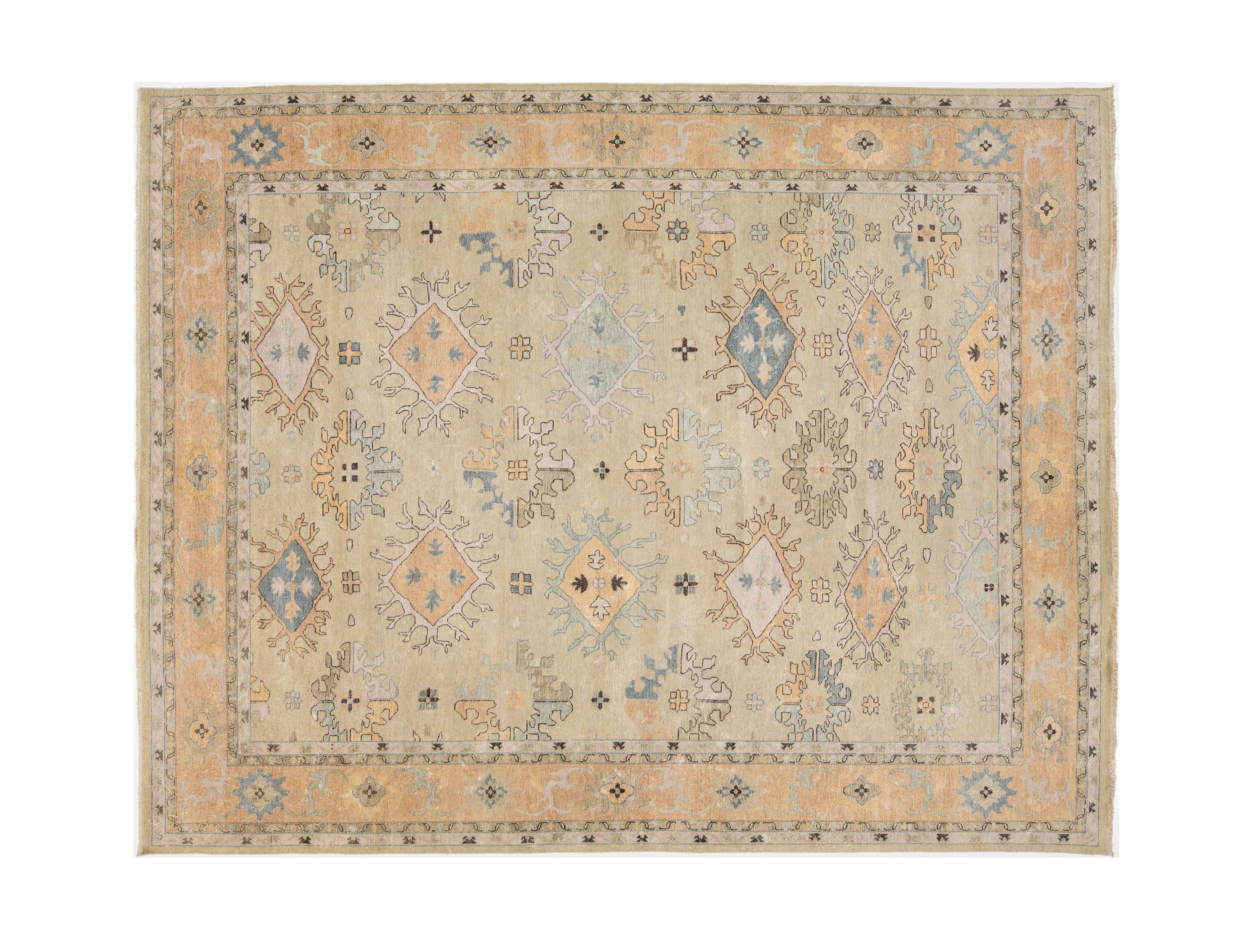 Modern Oushak Wool Rug 12 X 15