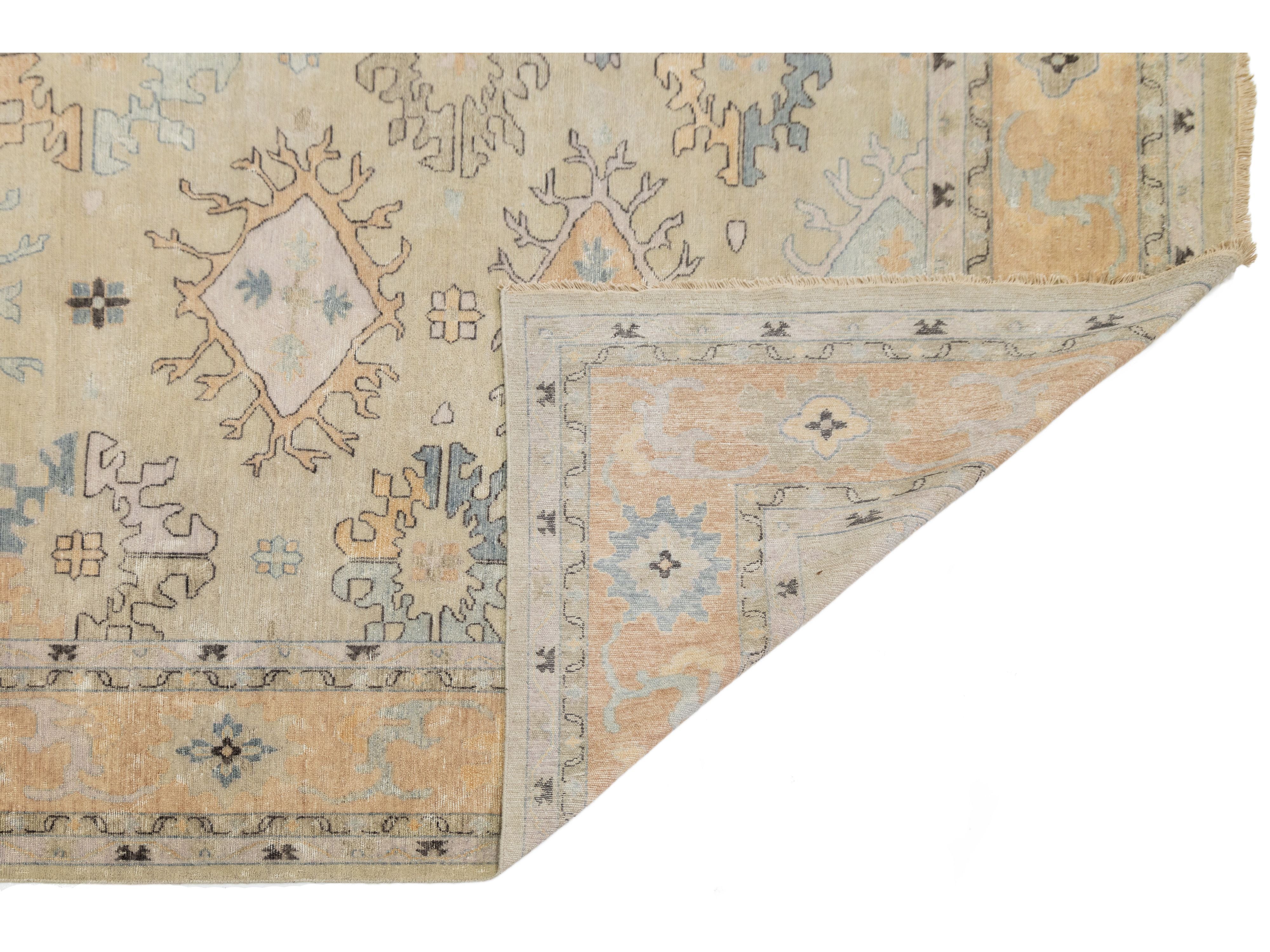 Modern Oushak Wool Rug 12 X 15