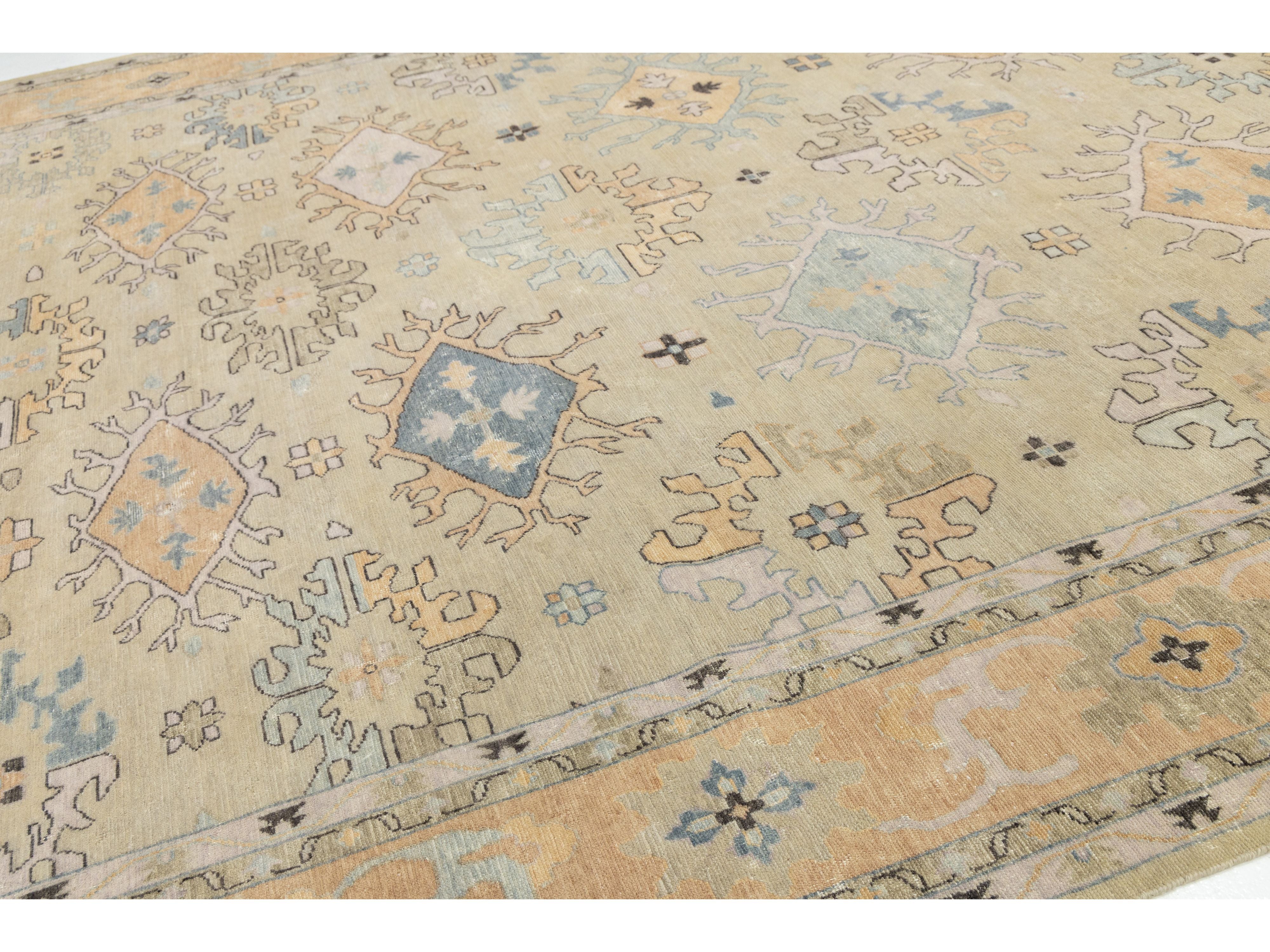 Modern Oushak Wool Rug 12 X 15