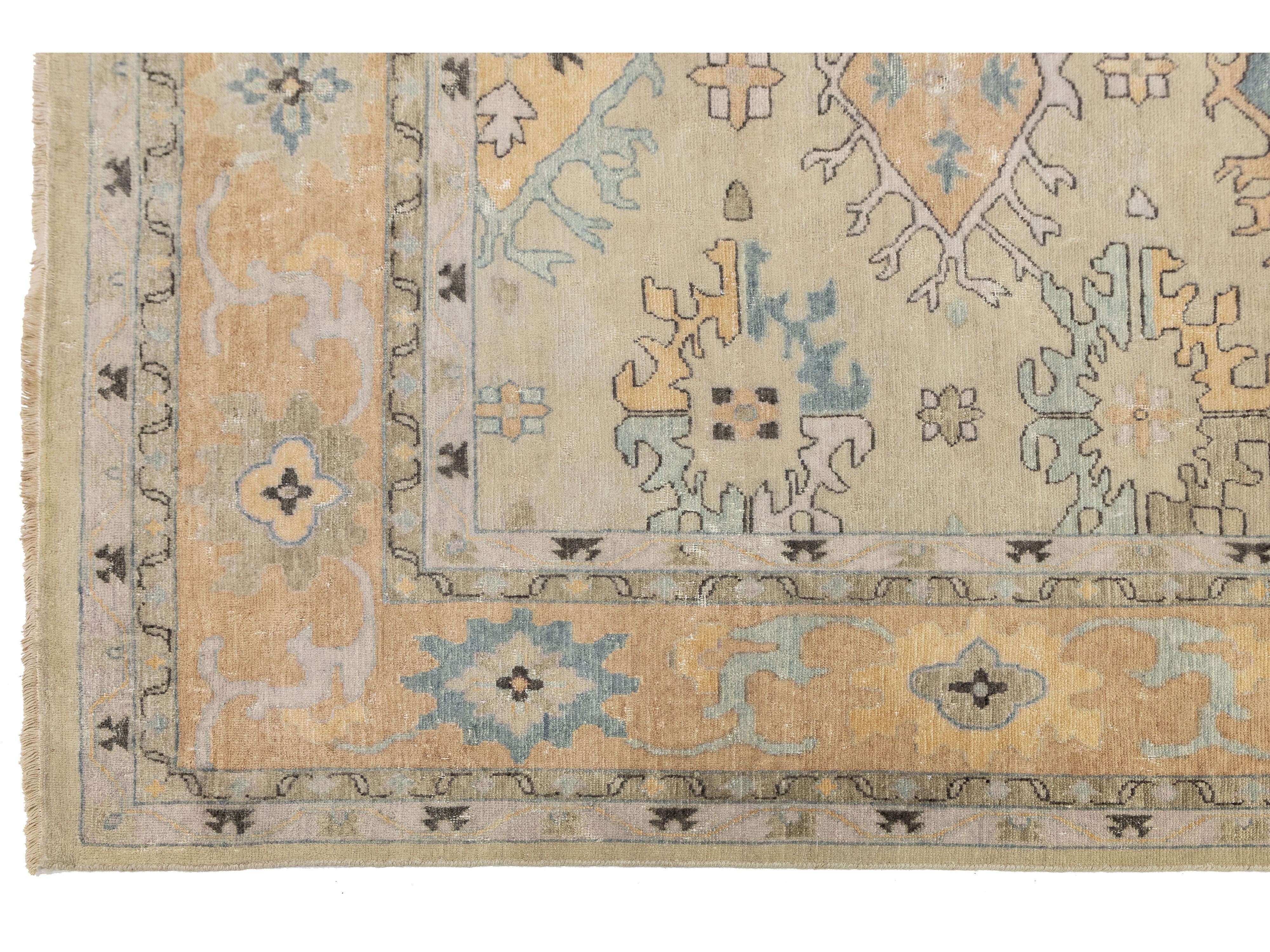Modern Oushak Wool Rug 12 X 15