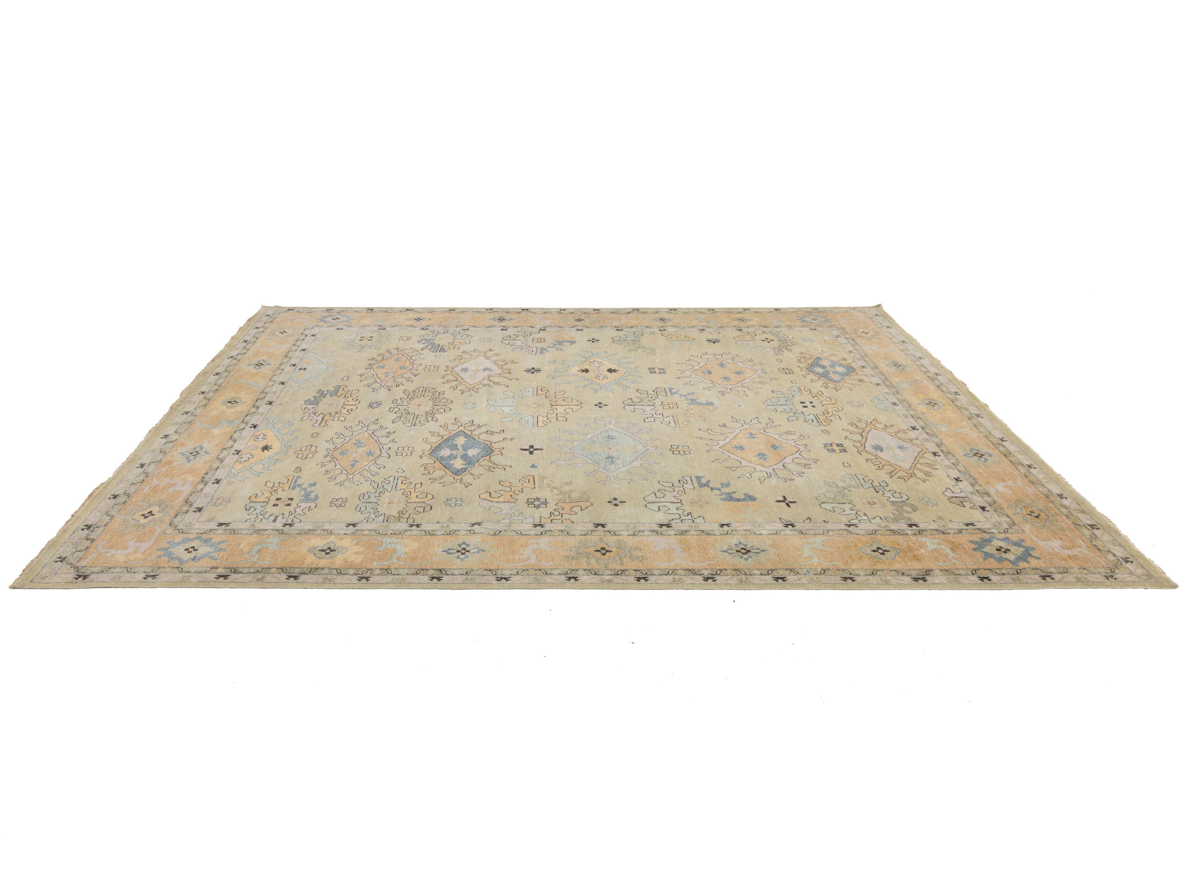 Modern Oushak Wool Rug 12 X 15