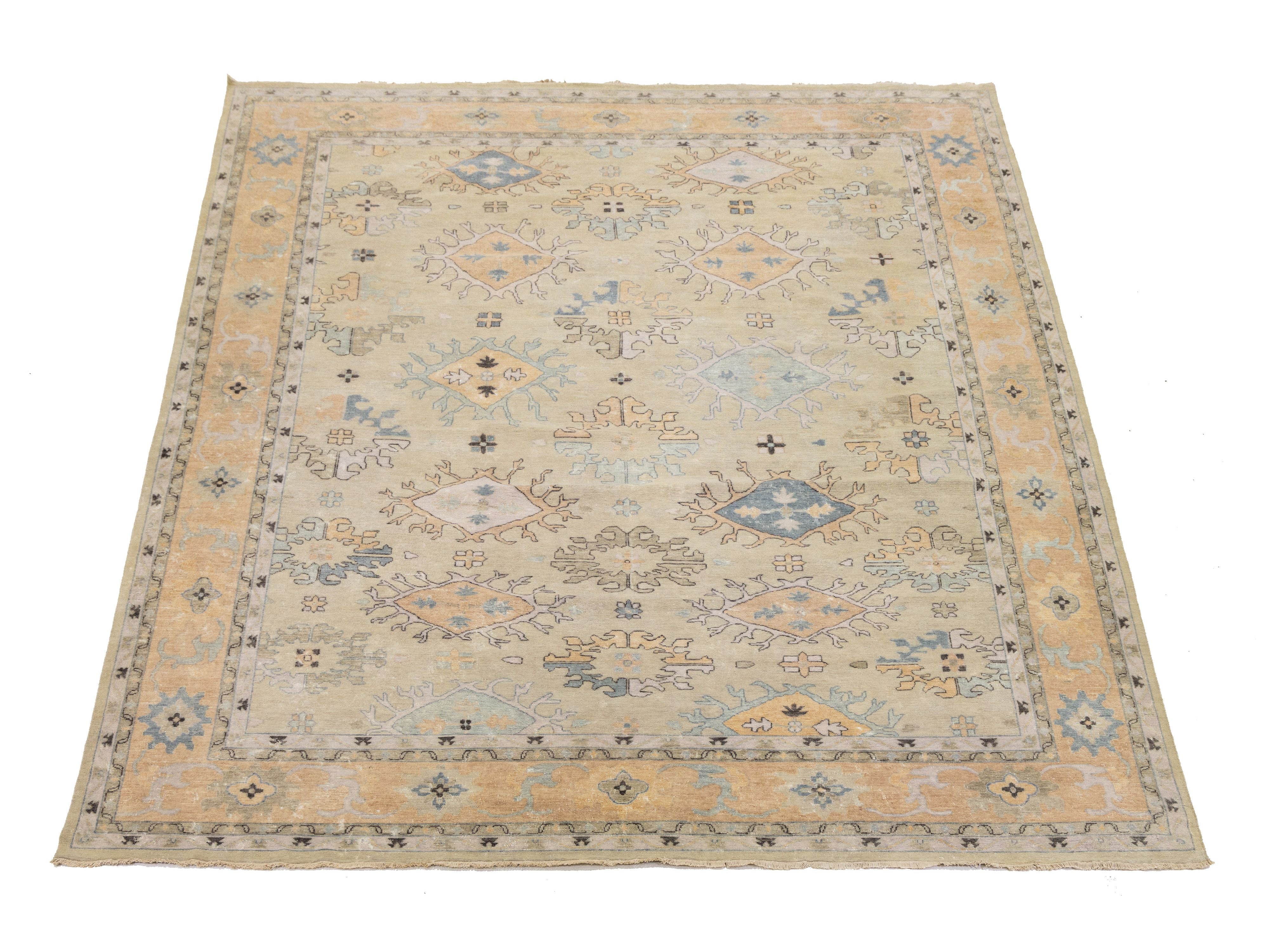Modern Oushak Wool Rug 12 X 15