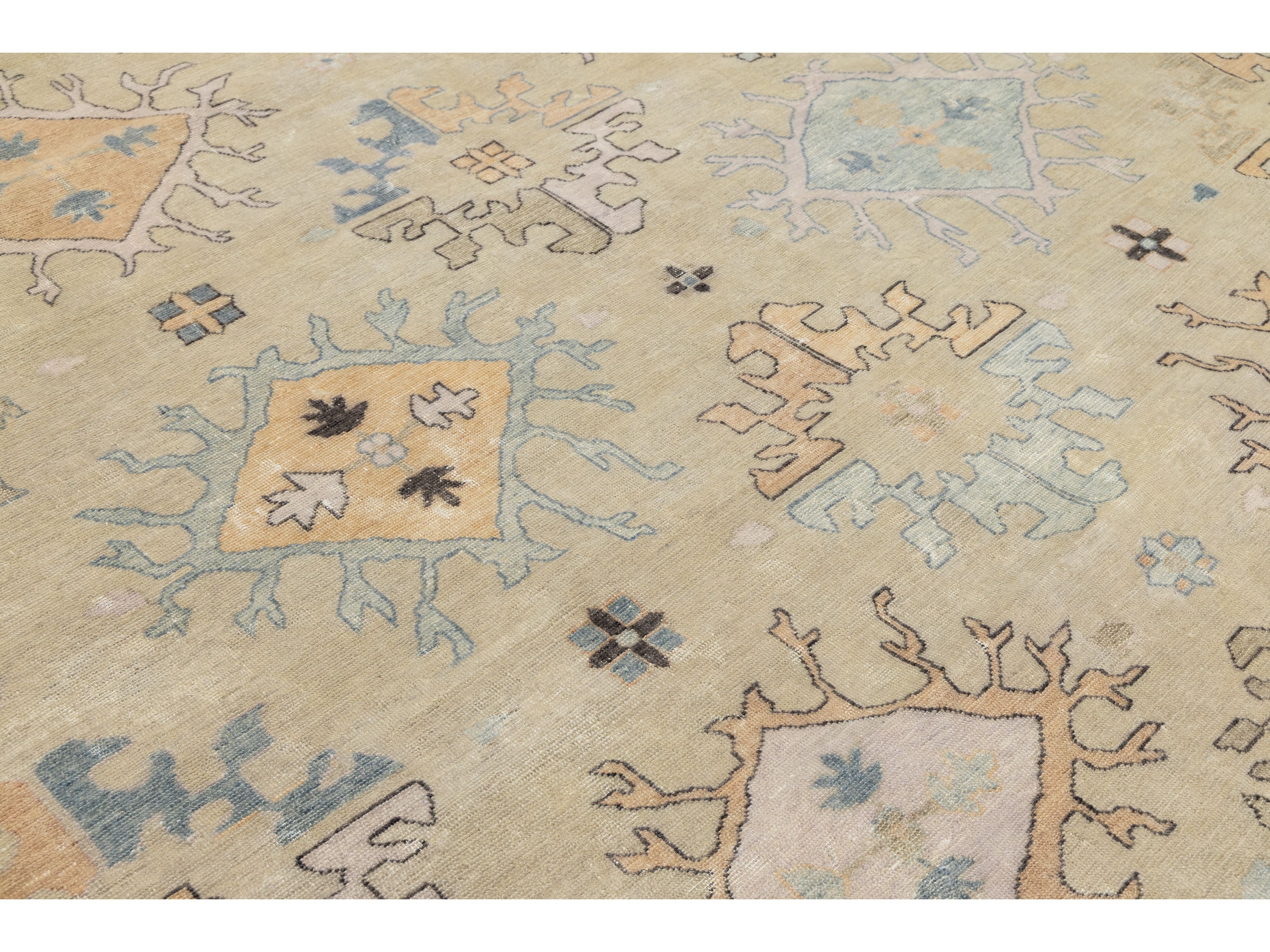 Modern Oushak Wool Rug 12 X 15