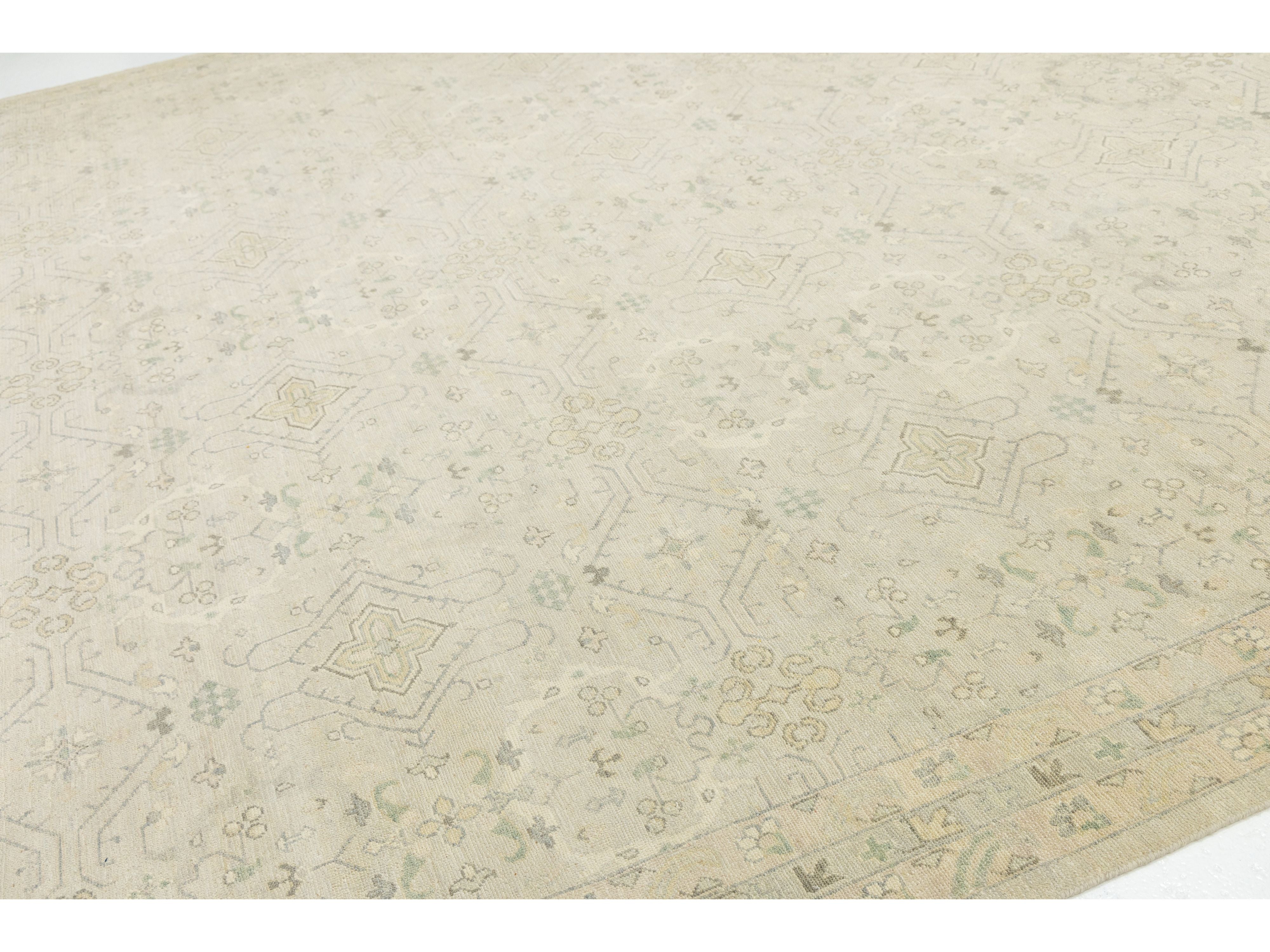 Modern Oushak Wool Rug 12 X 15