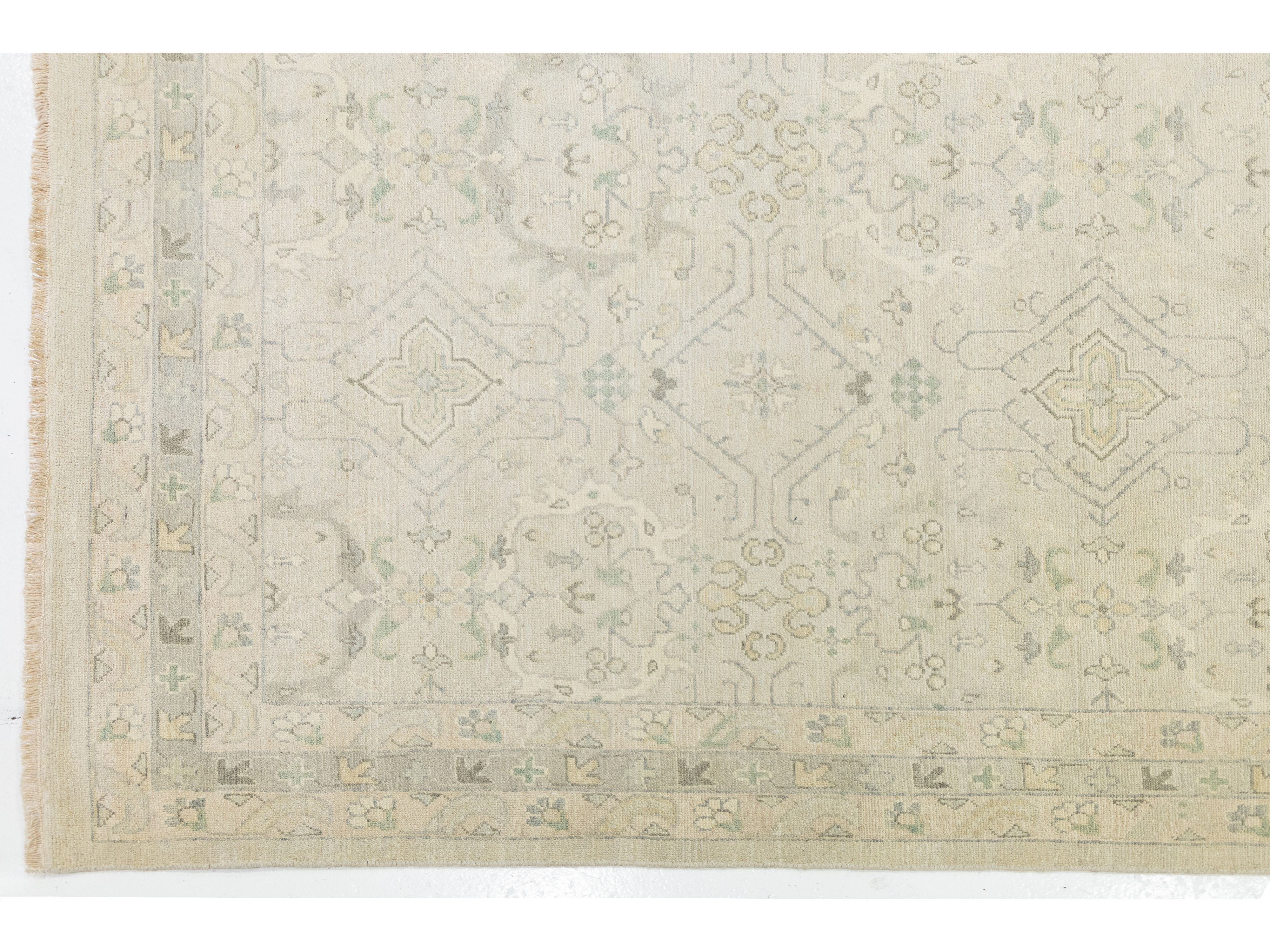 Modern Oushak Wool Rug 12 X 15