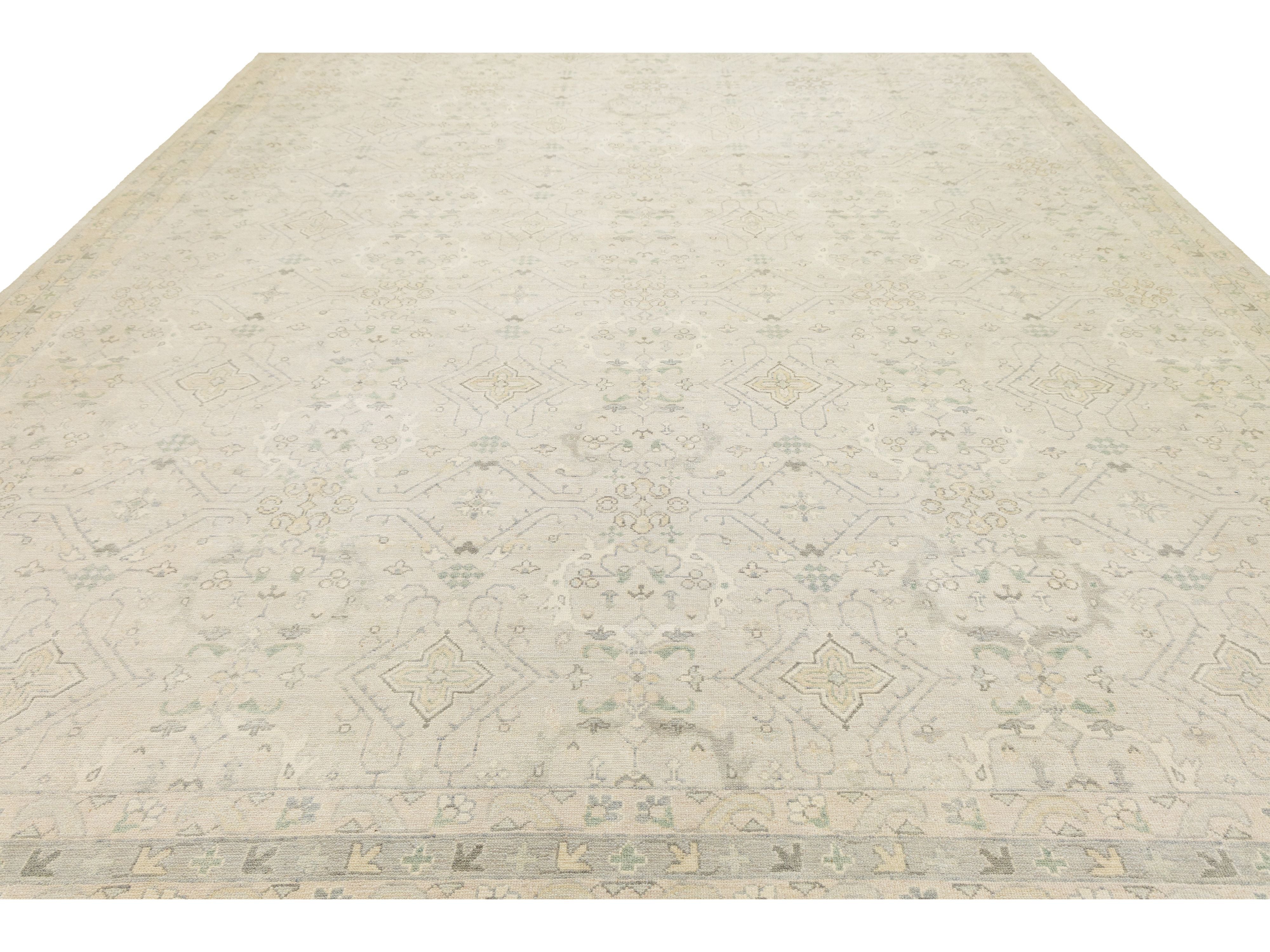 Modern Oushak Wool Rug 12 X 15