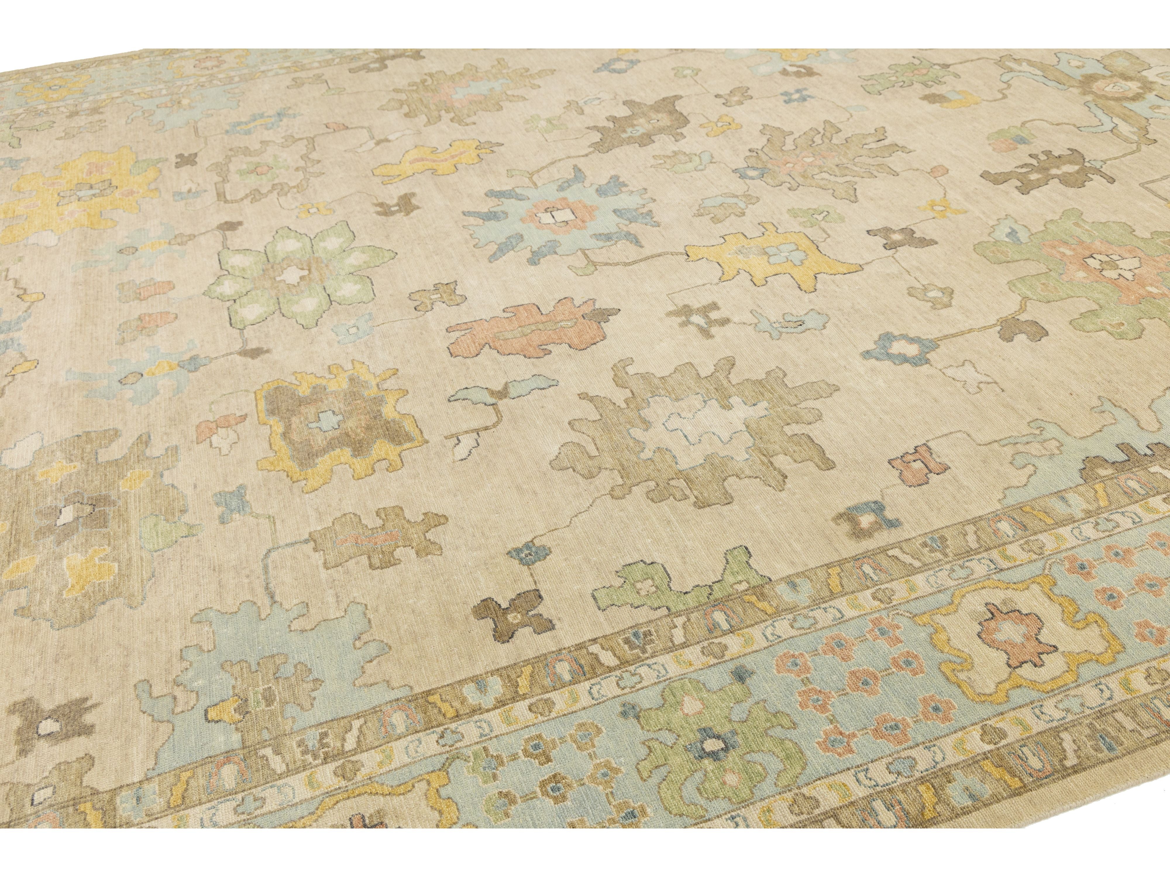 Modern Oushak Wool Rug 12 X 15