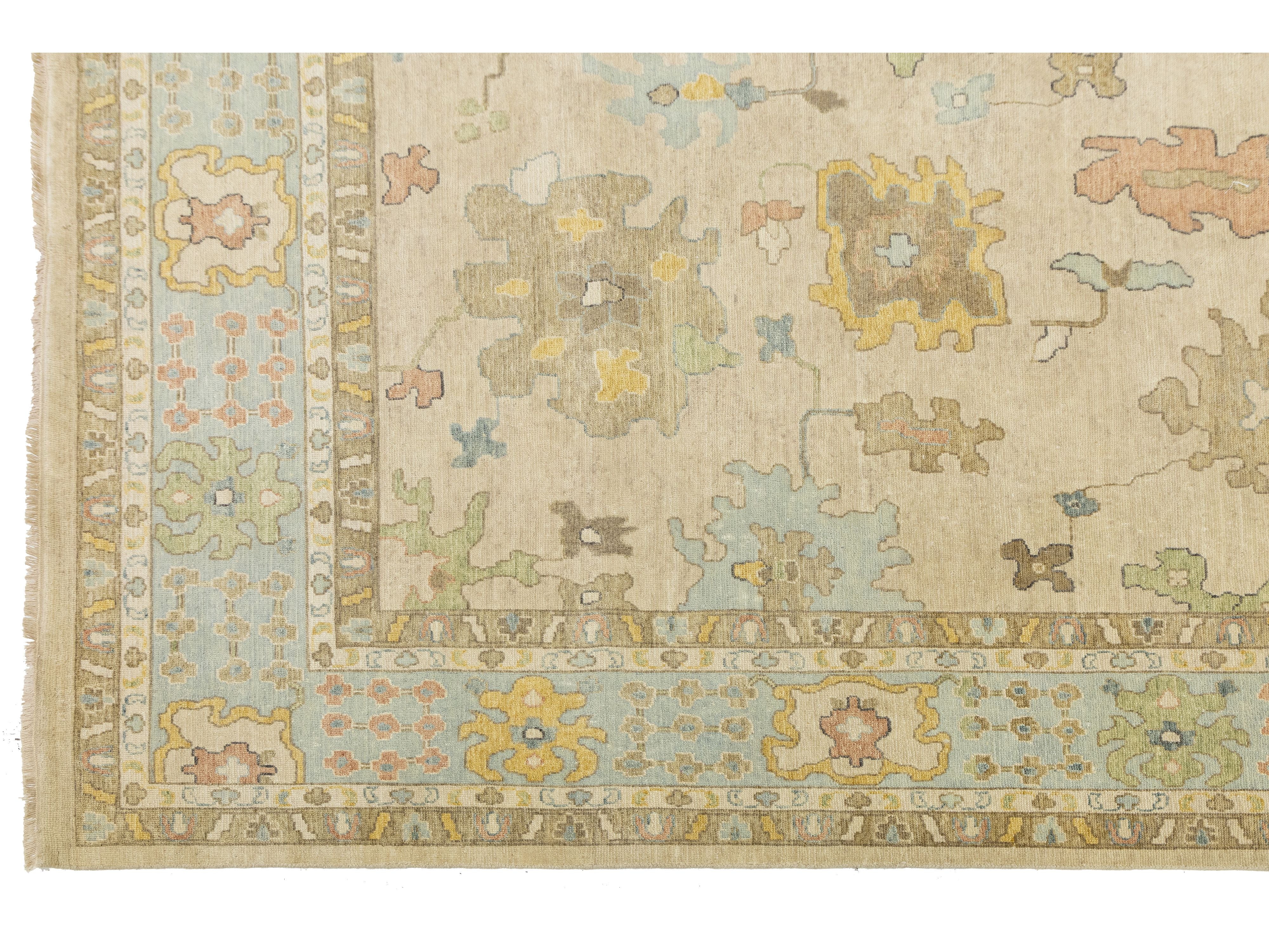 Modern Oushak Wool Rug 12 X 15