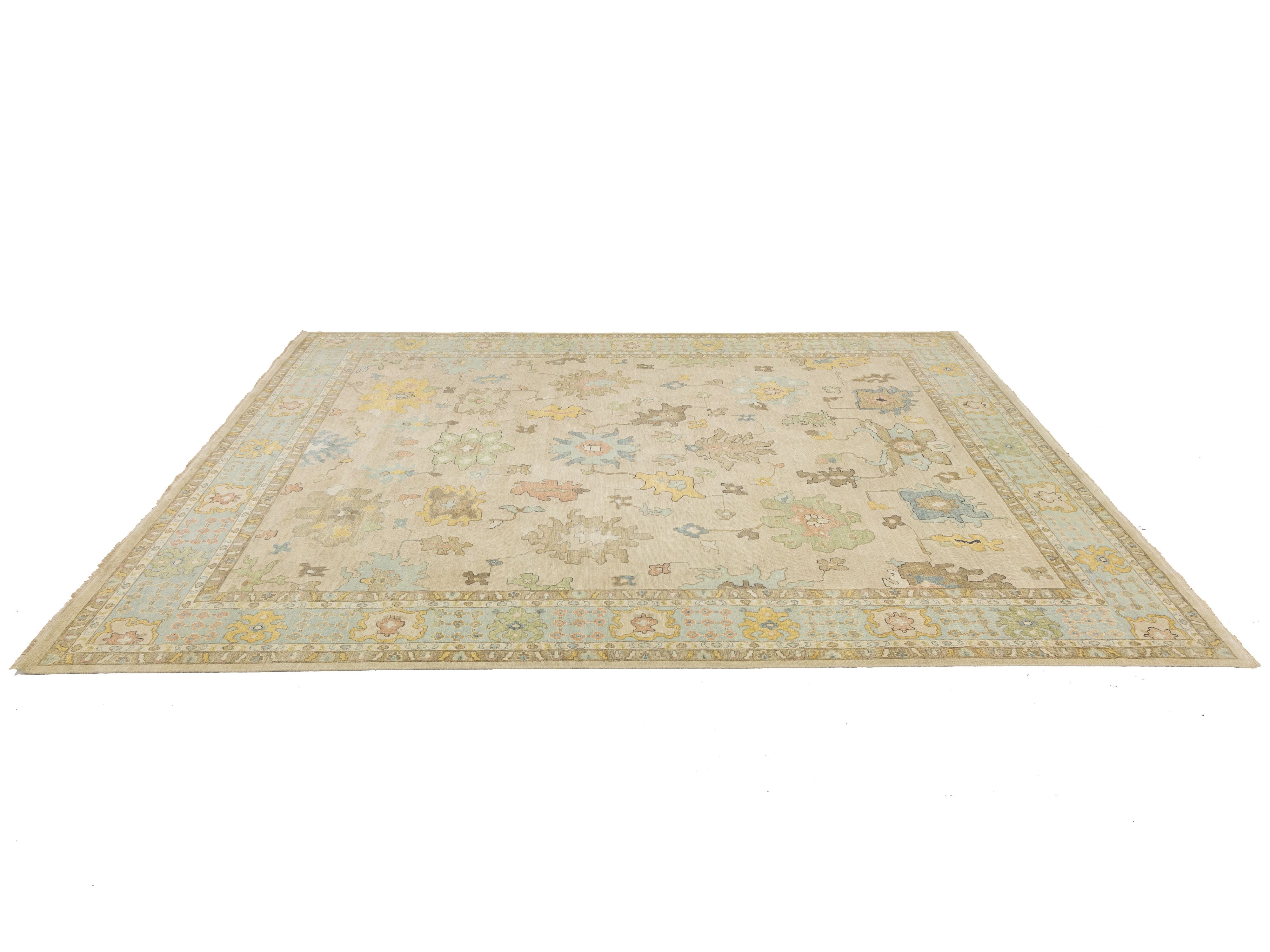 Modern Oushak Wool Rug 12 X 15