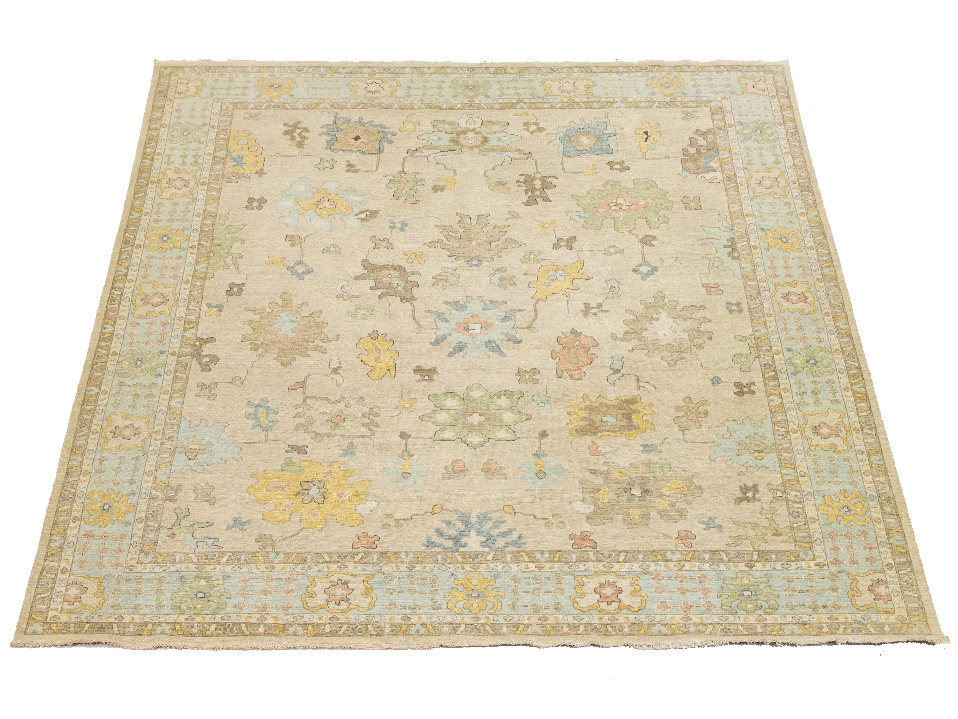 Modern Oushak Wool Rug 12 X 15