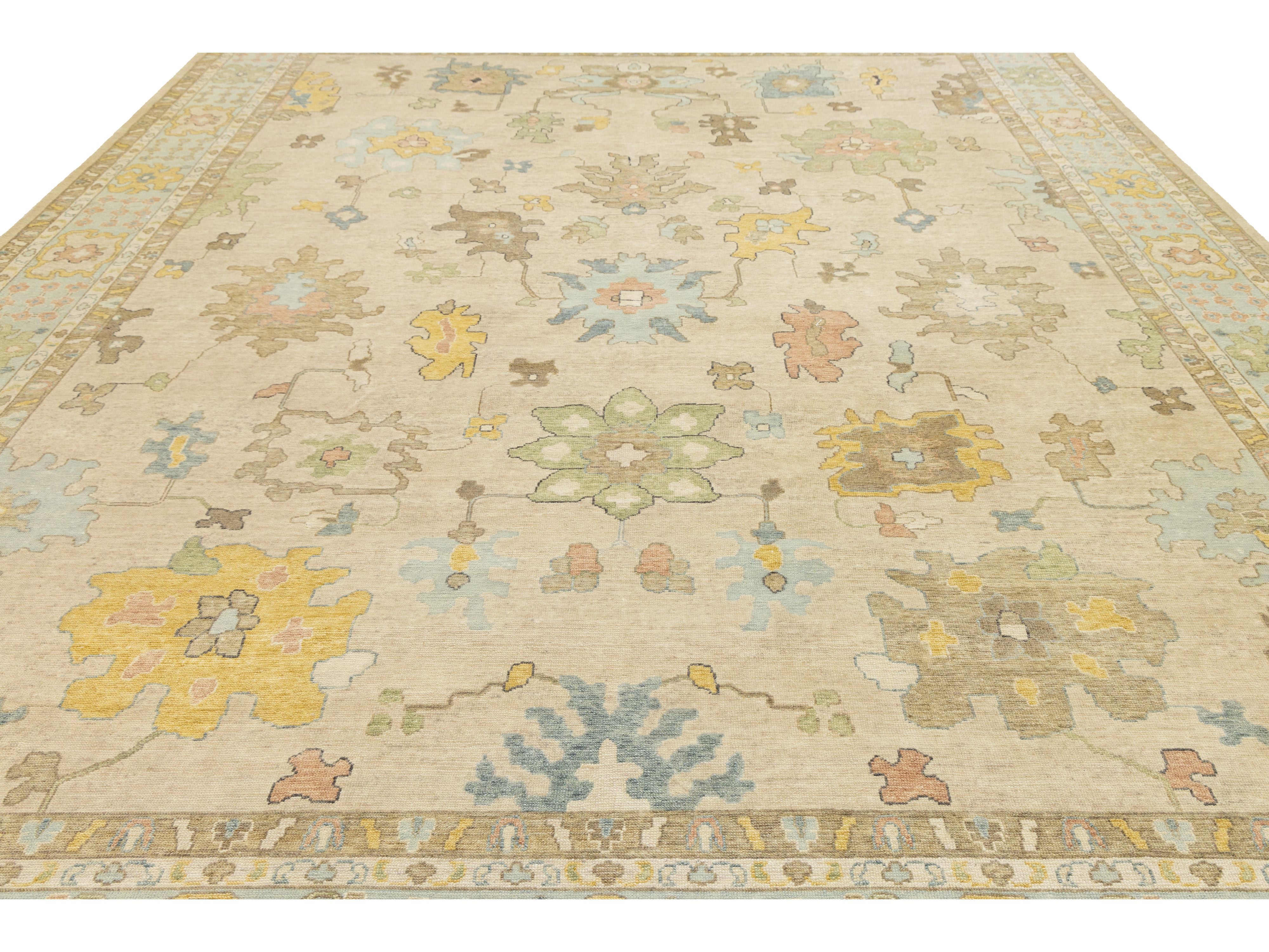 Modern Oushak Wool Rug 12 X 15