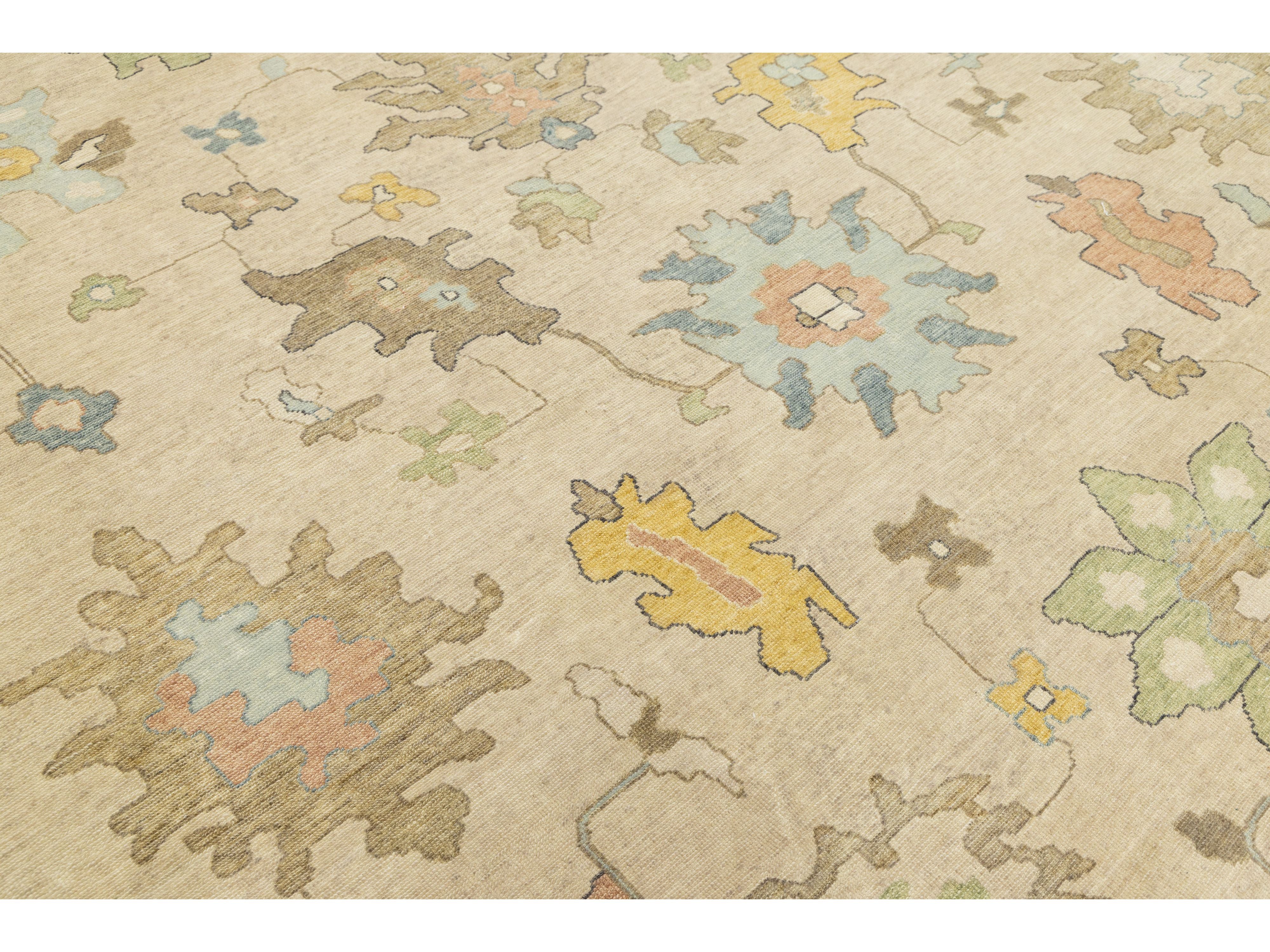 Modern Oushak Wool Rug 12 X 15