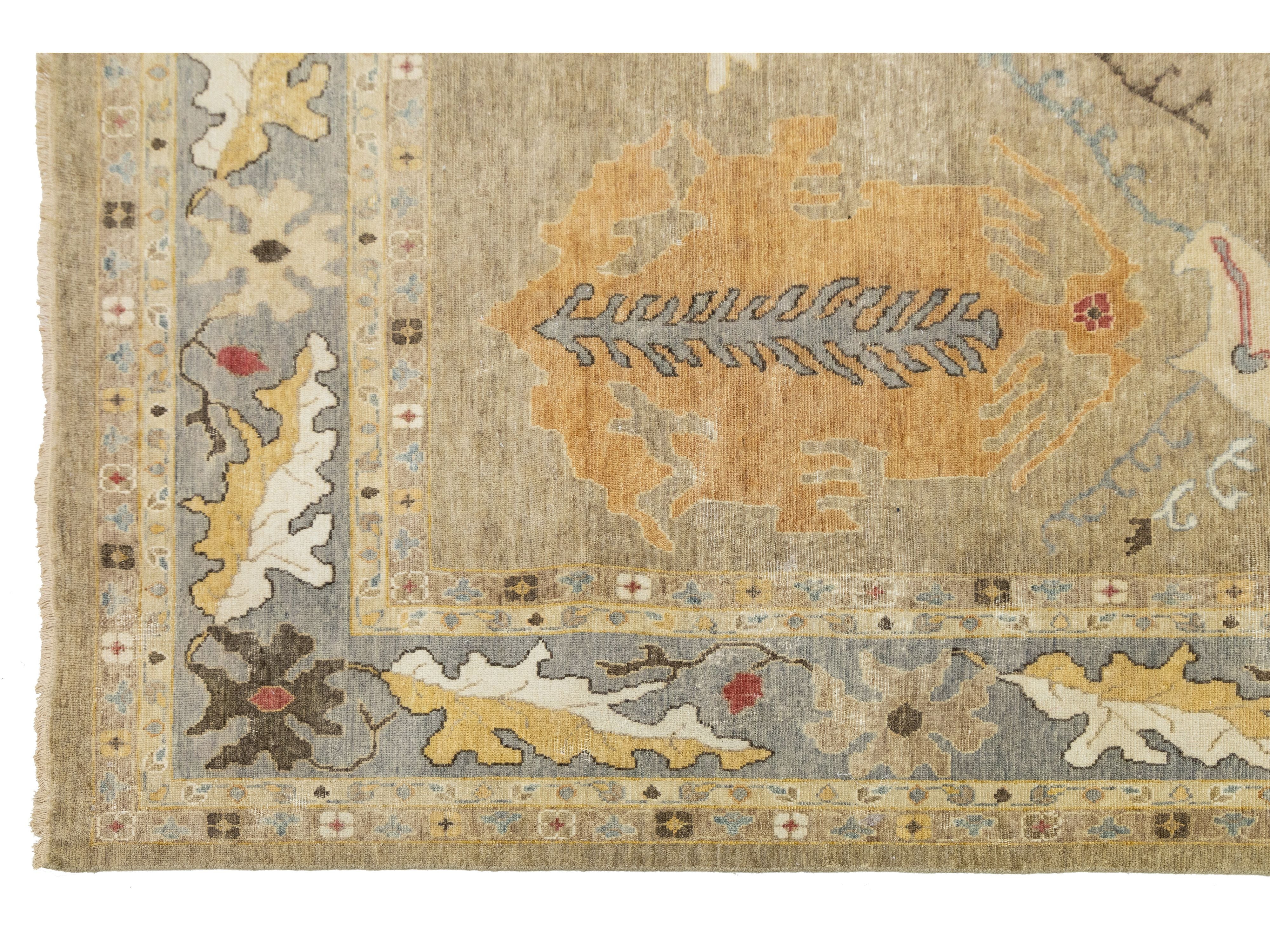 Modern Oushak Wool Rug 12 X 15
