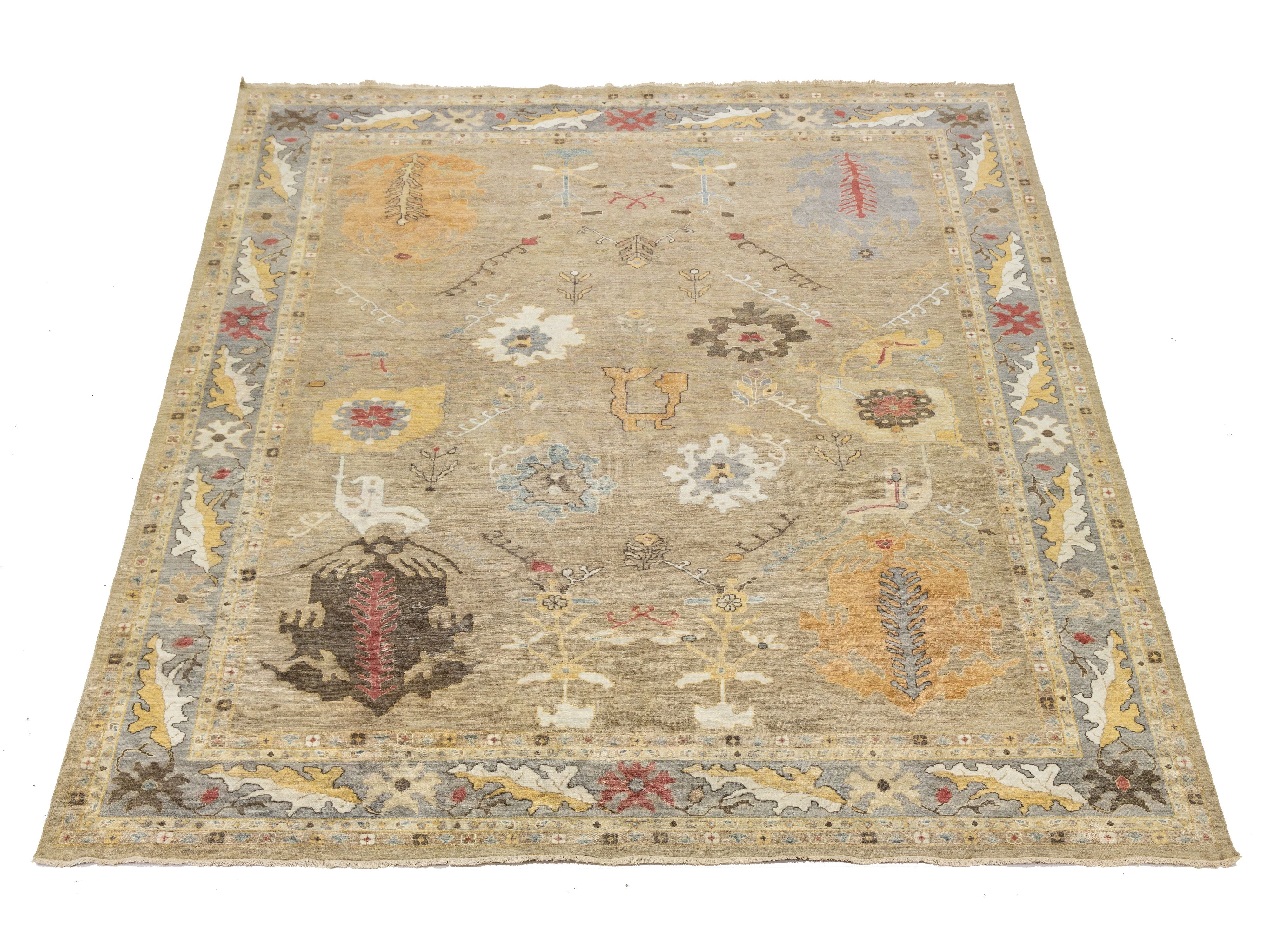 Modern Oushak Wool Rug 12 X 15