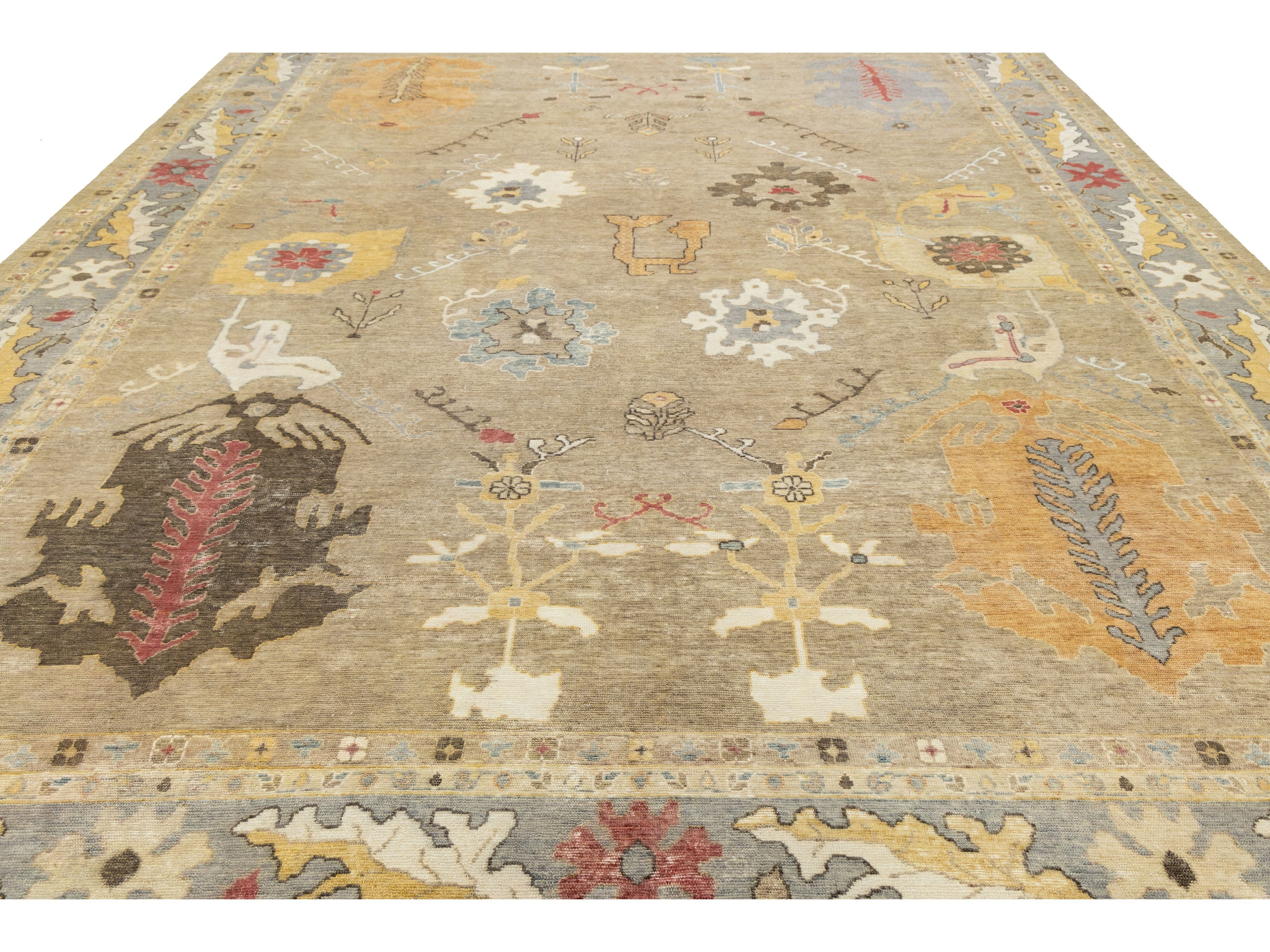 Modern Oushak Wool Rug 12 X 15