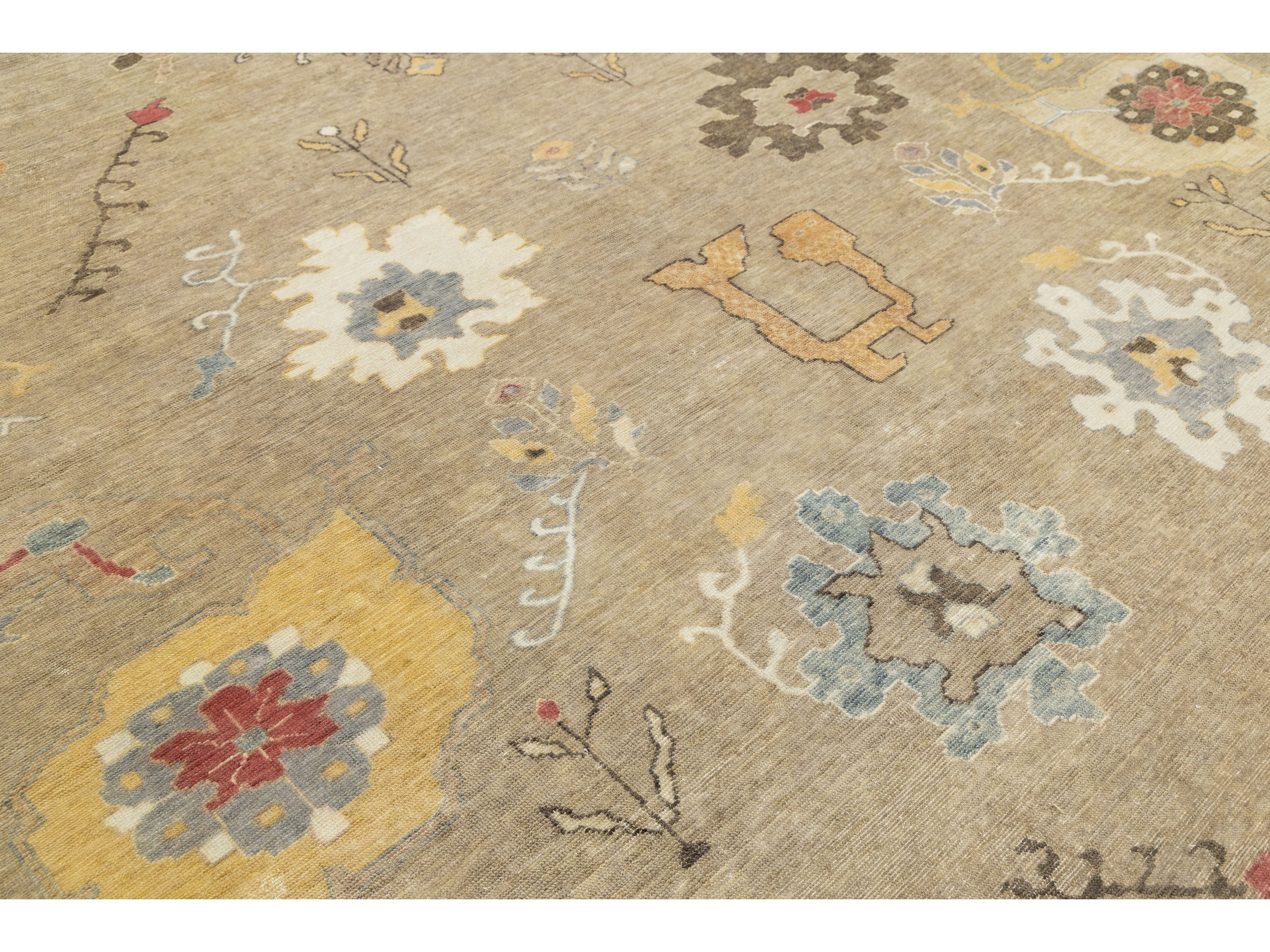 Modern Oushak Wool Rug 12 X 15