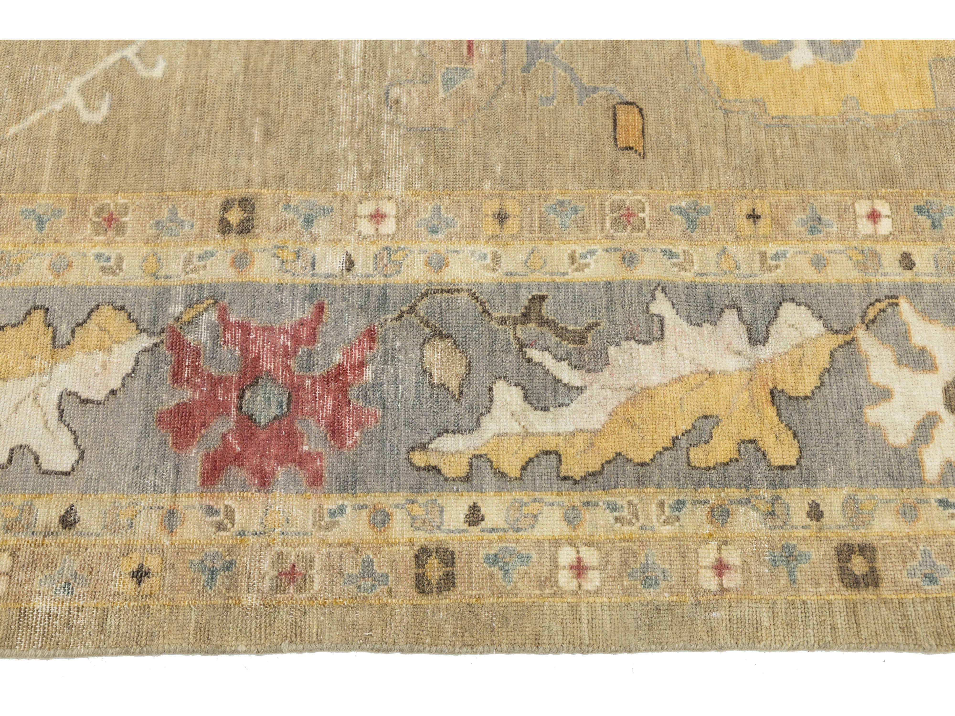 Modern Oushak Wool Rug 12 X 15