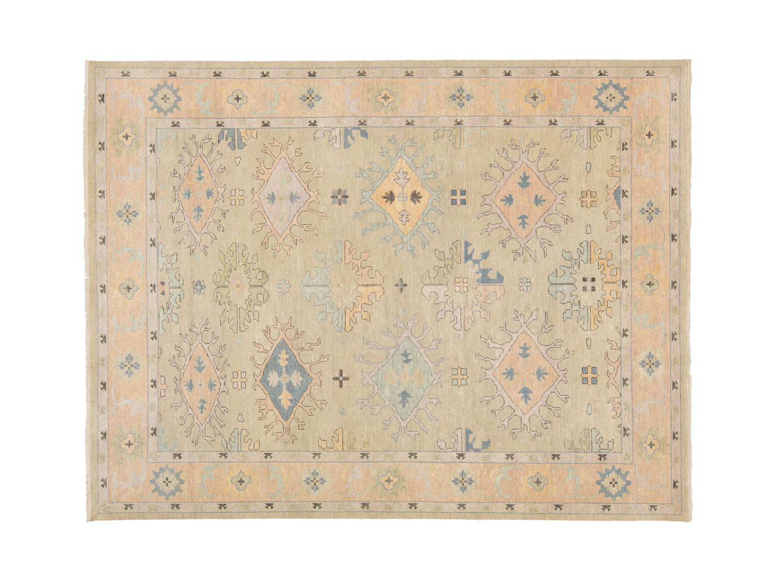 Modern Oushak Wool Rug 9 X 12