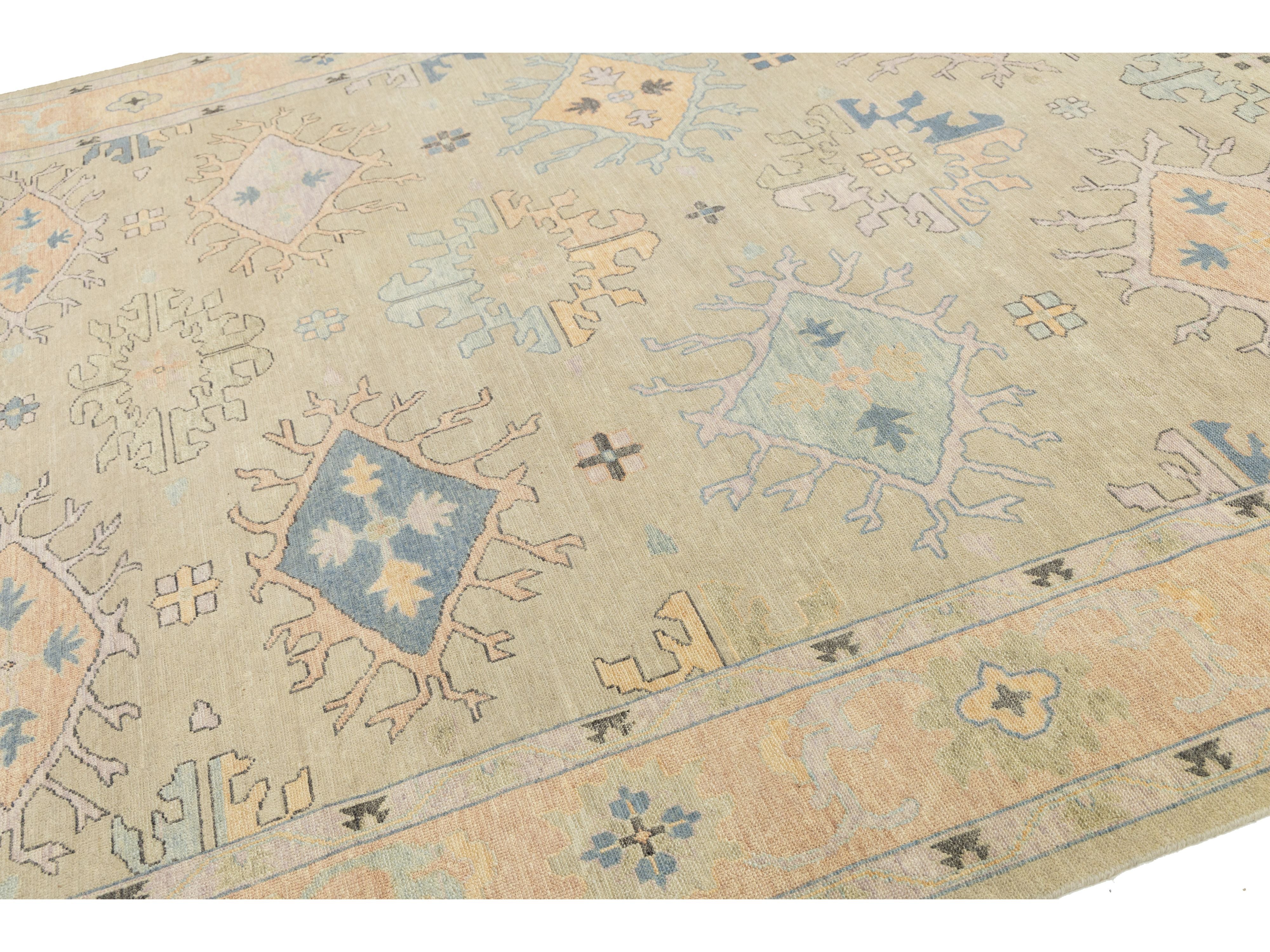 Modern Oushak Wool Rug 9 X 12