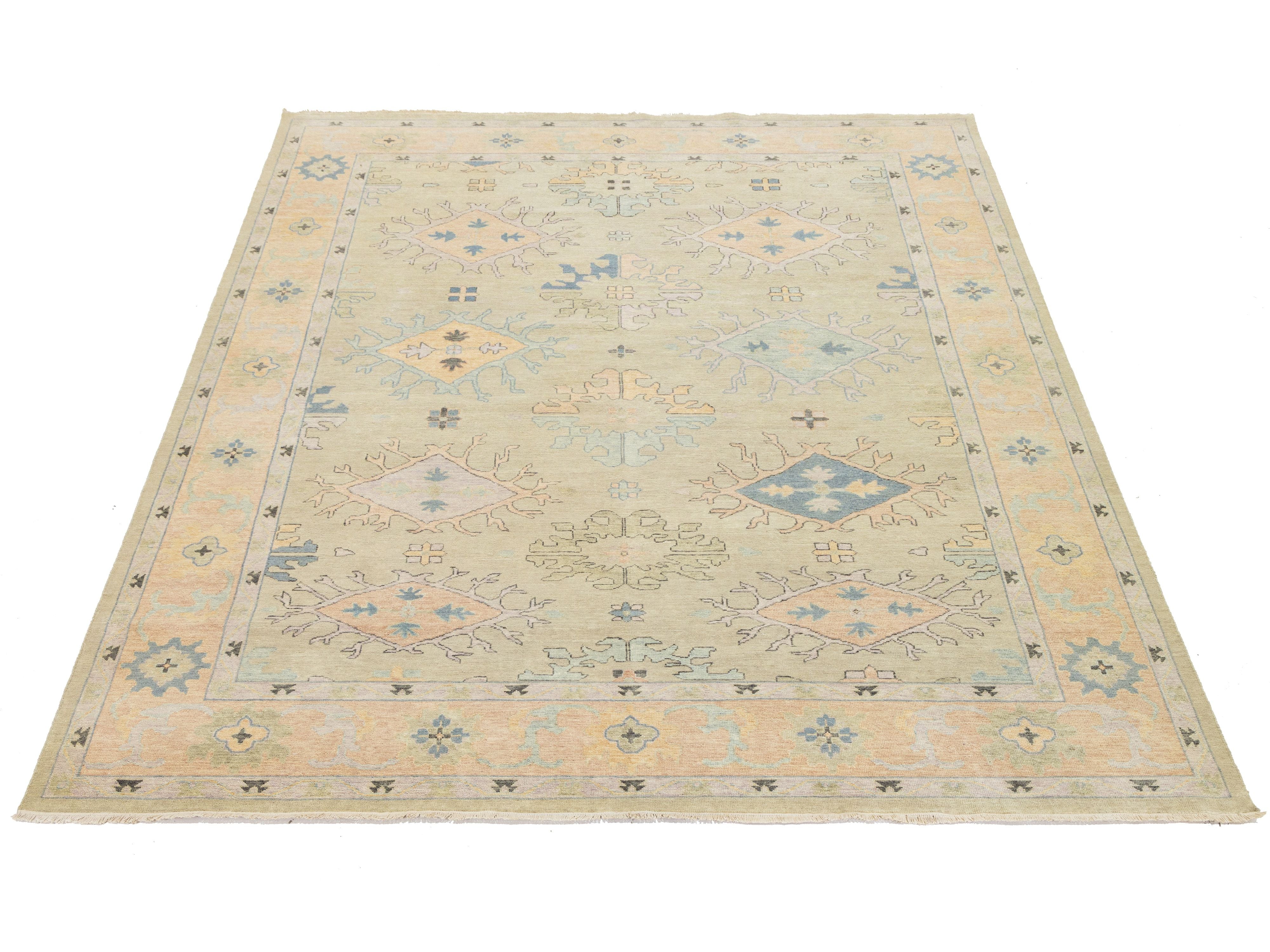 Modern Oushak Wool Rug 9 X 12