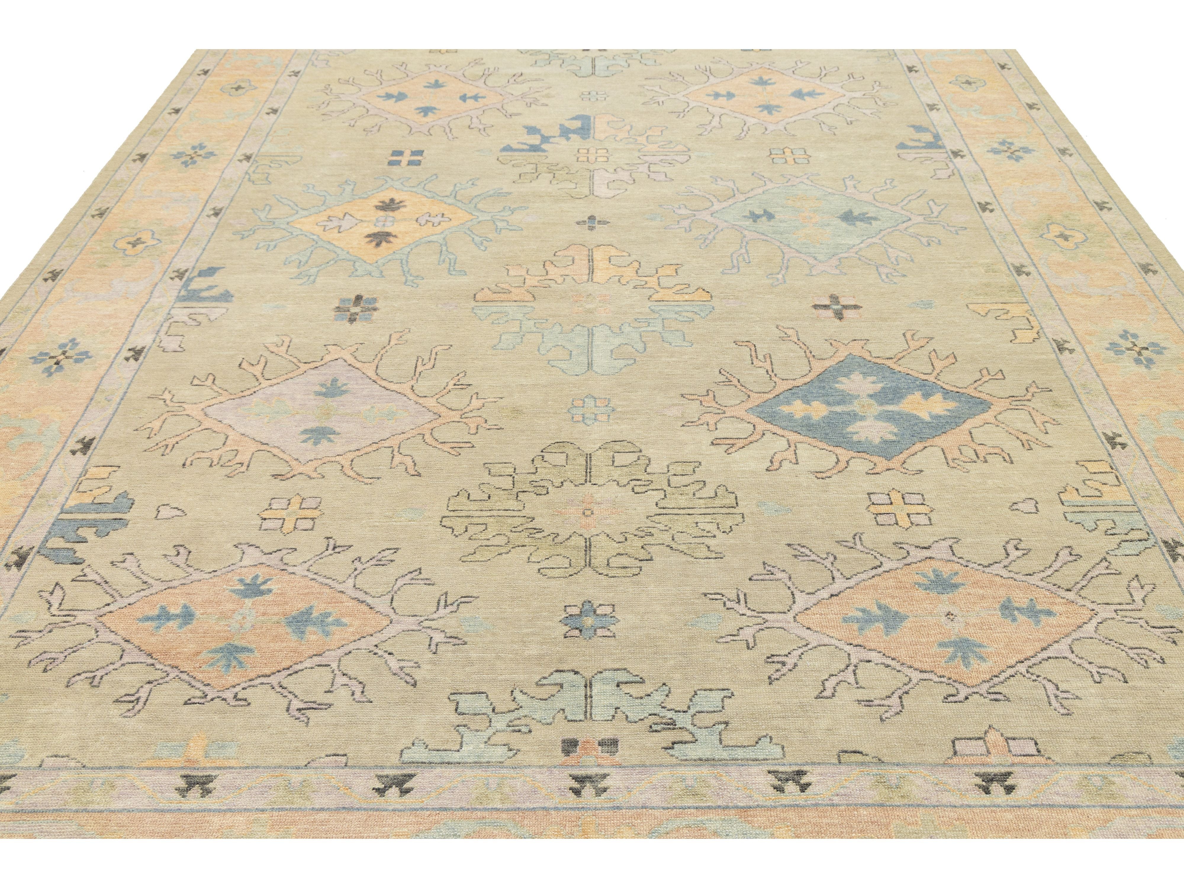 Modern Oushak Wool Rug 9 X 12