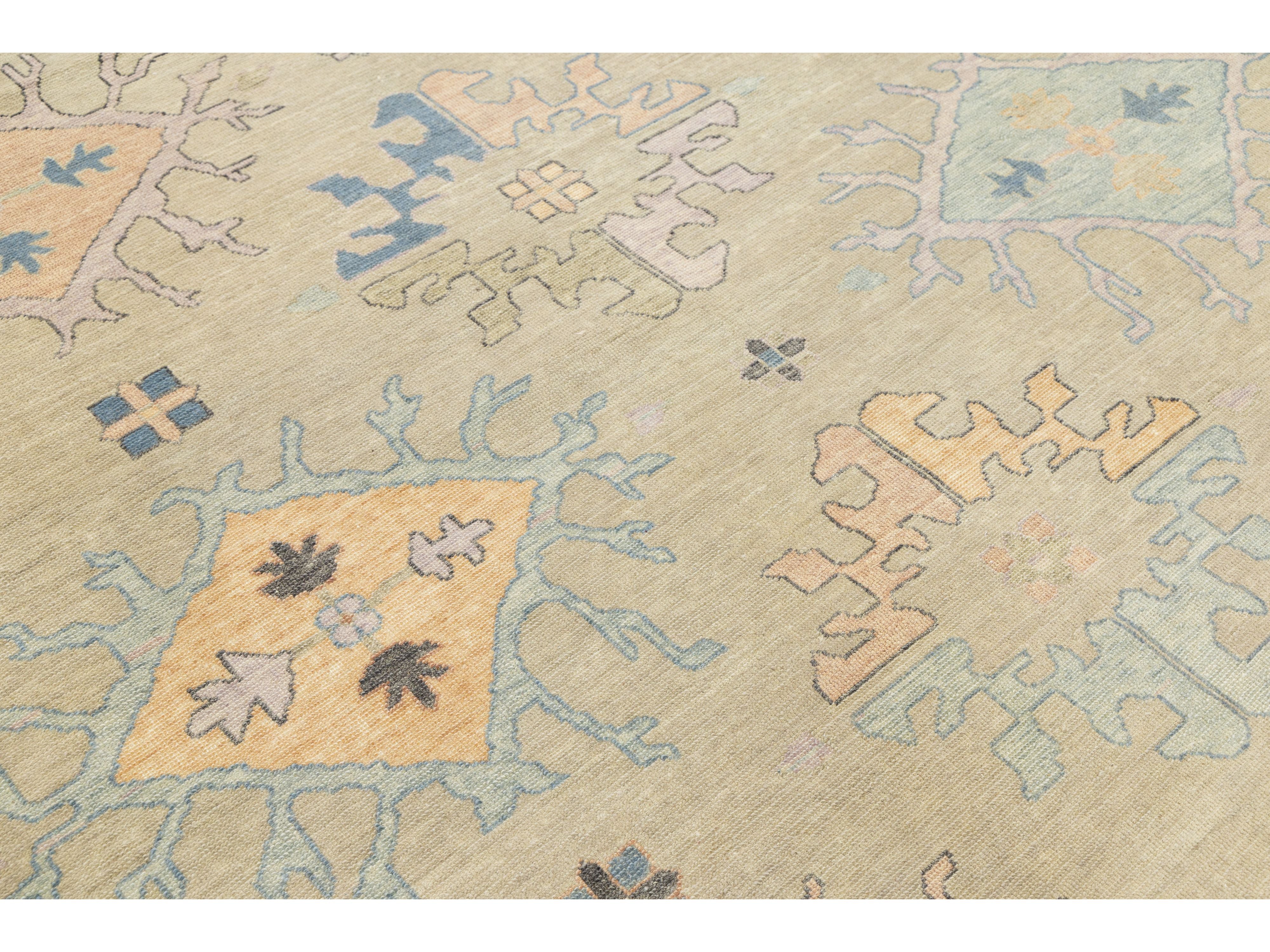 Modern Oushak Wool Rug 9 X 12
