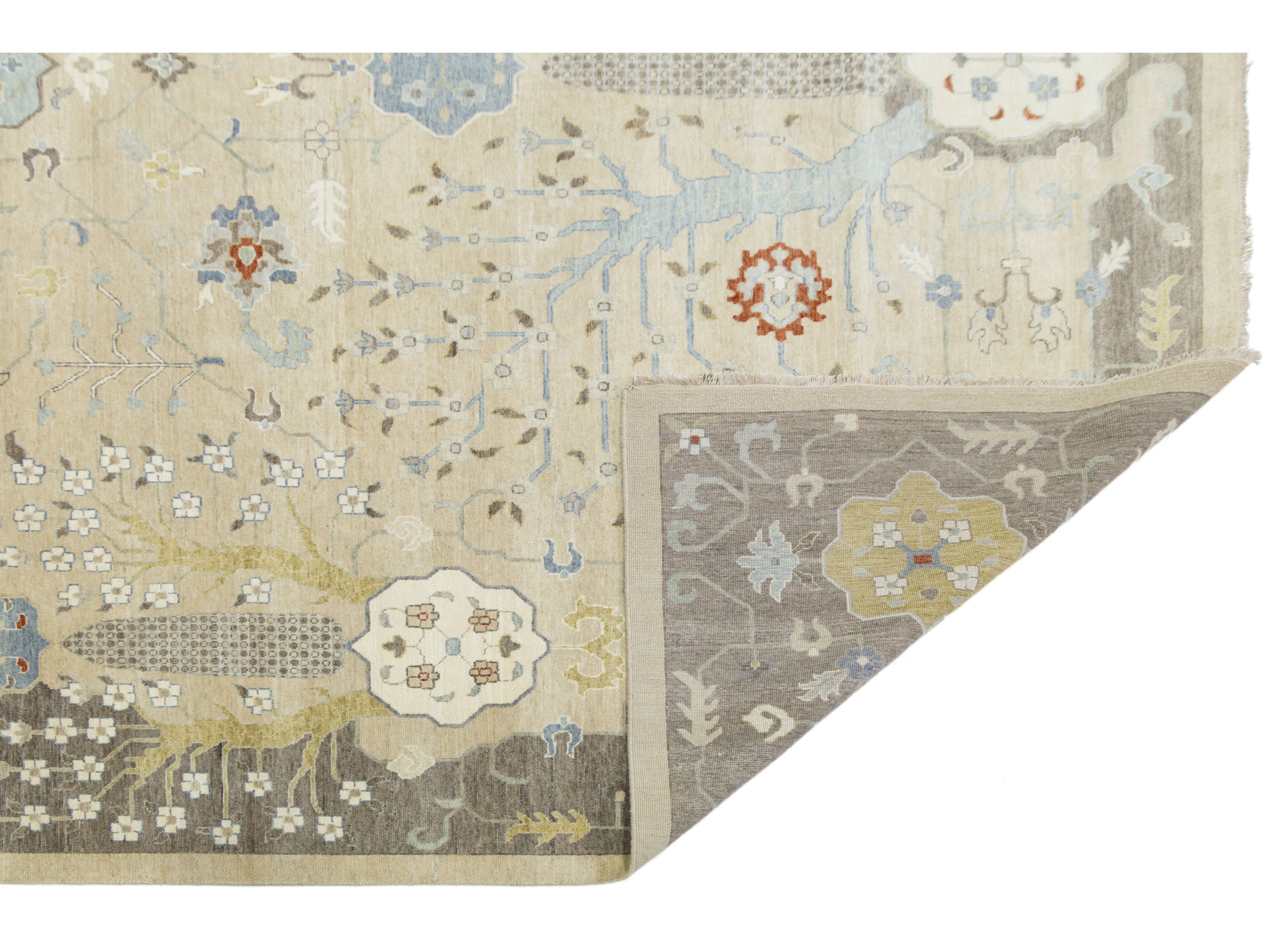 Modern Oushak Wool Rug 12 X 15