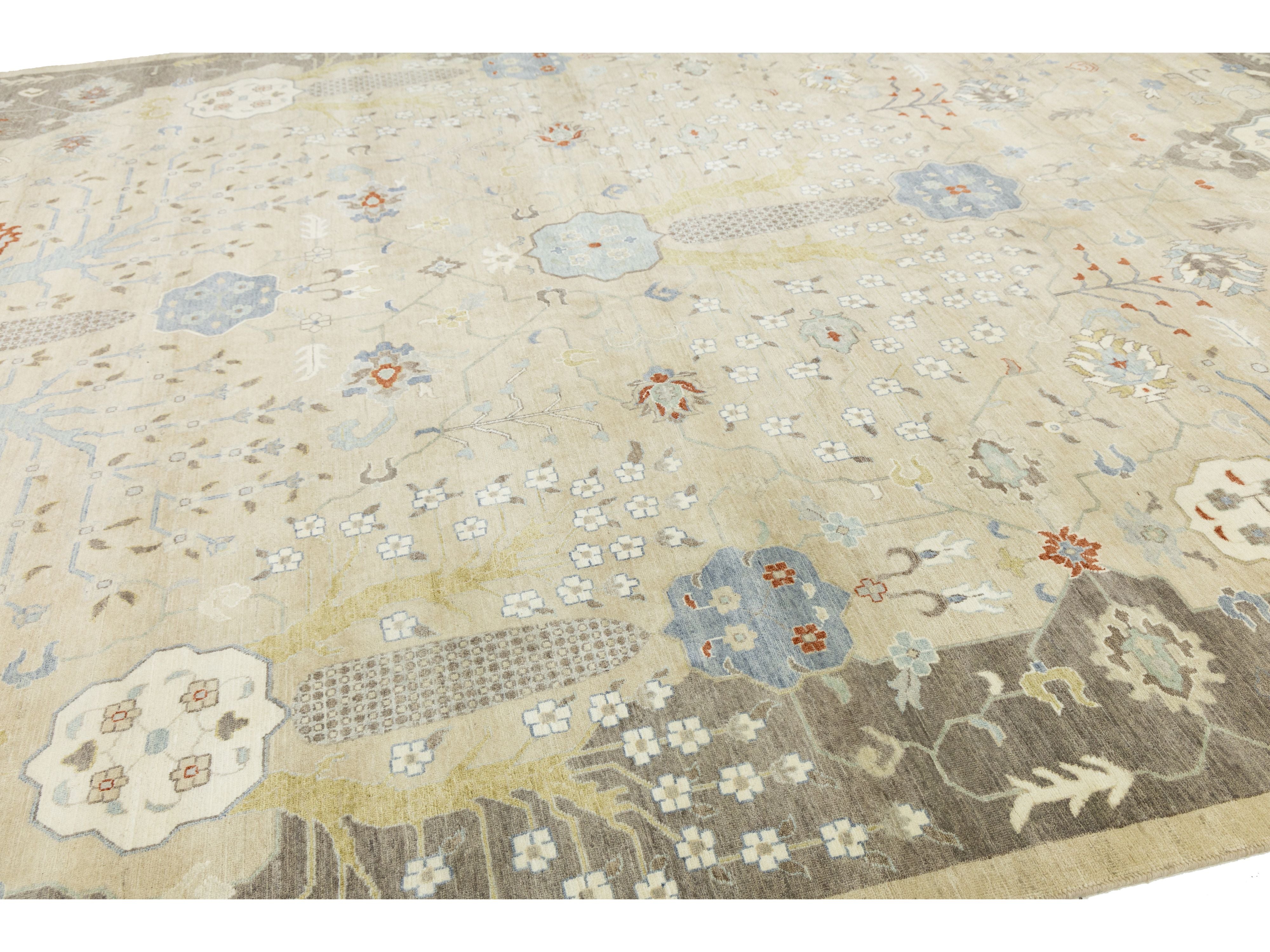 Modern Oushak Wool Rug 12 X 15