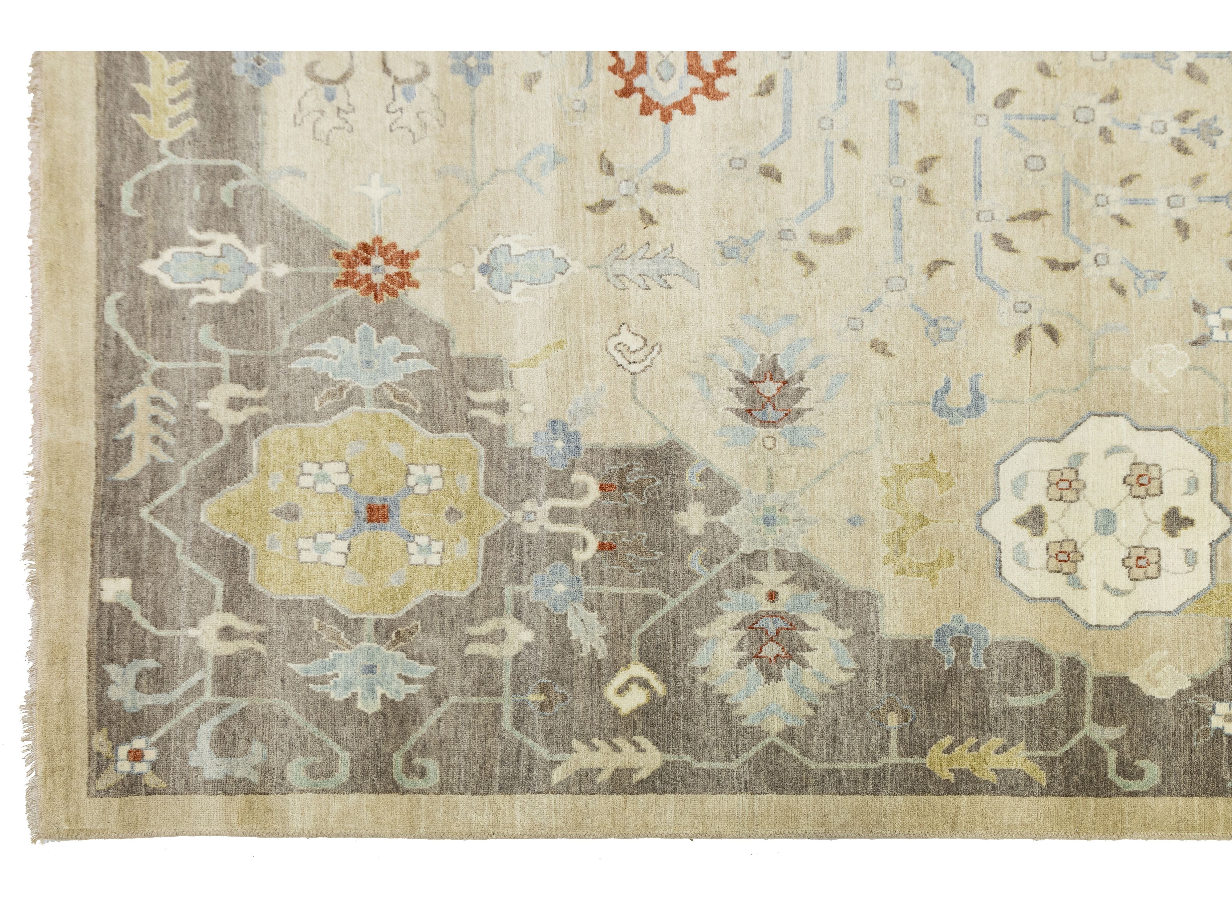 Modern Oushak Wool Rug 12 X 15