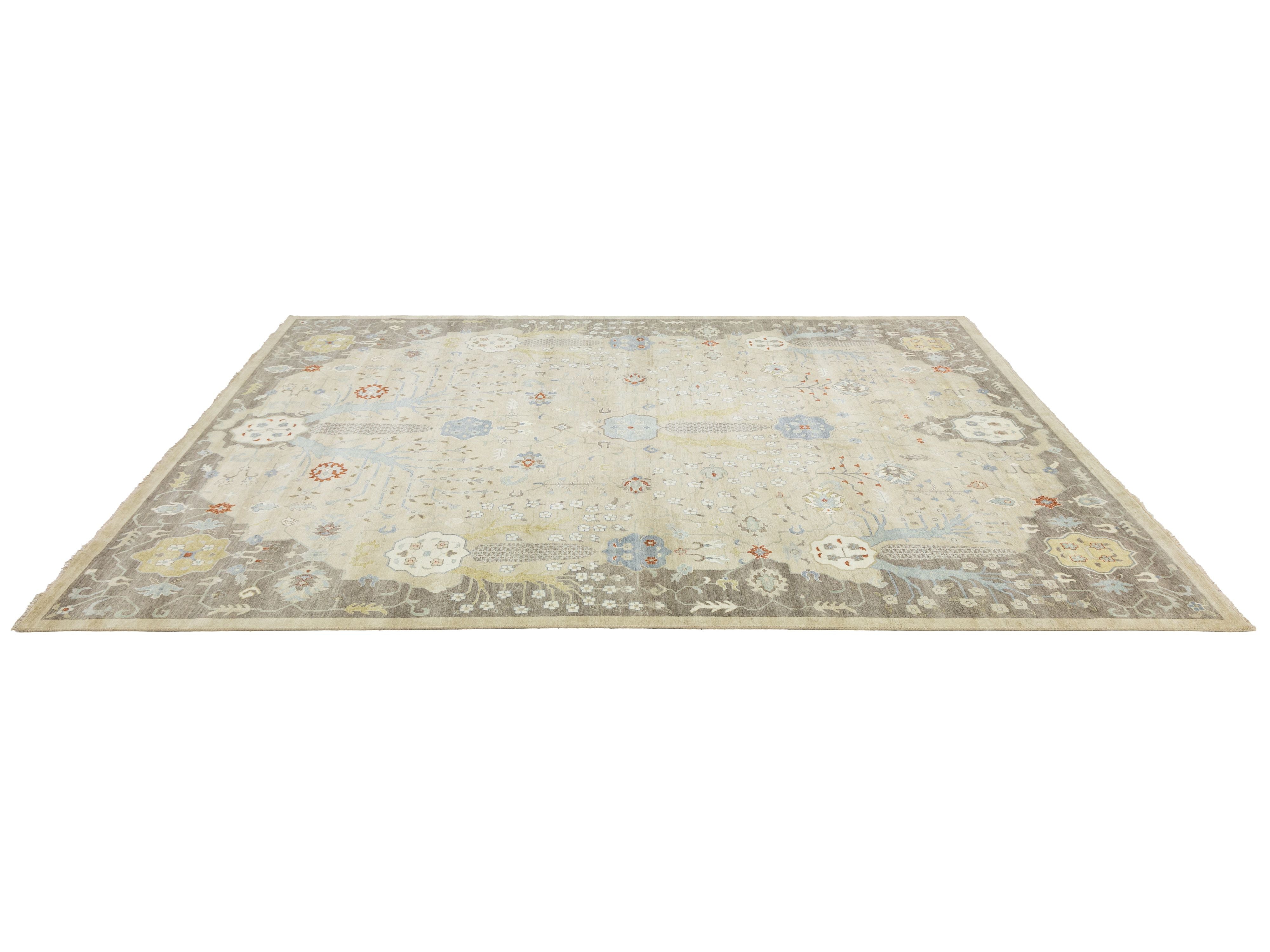 Modern Oushak Wool Rug 12 X 15