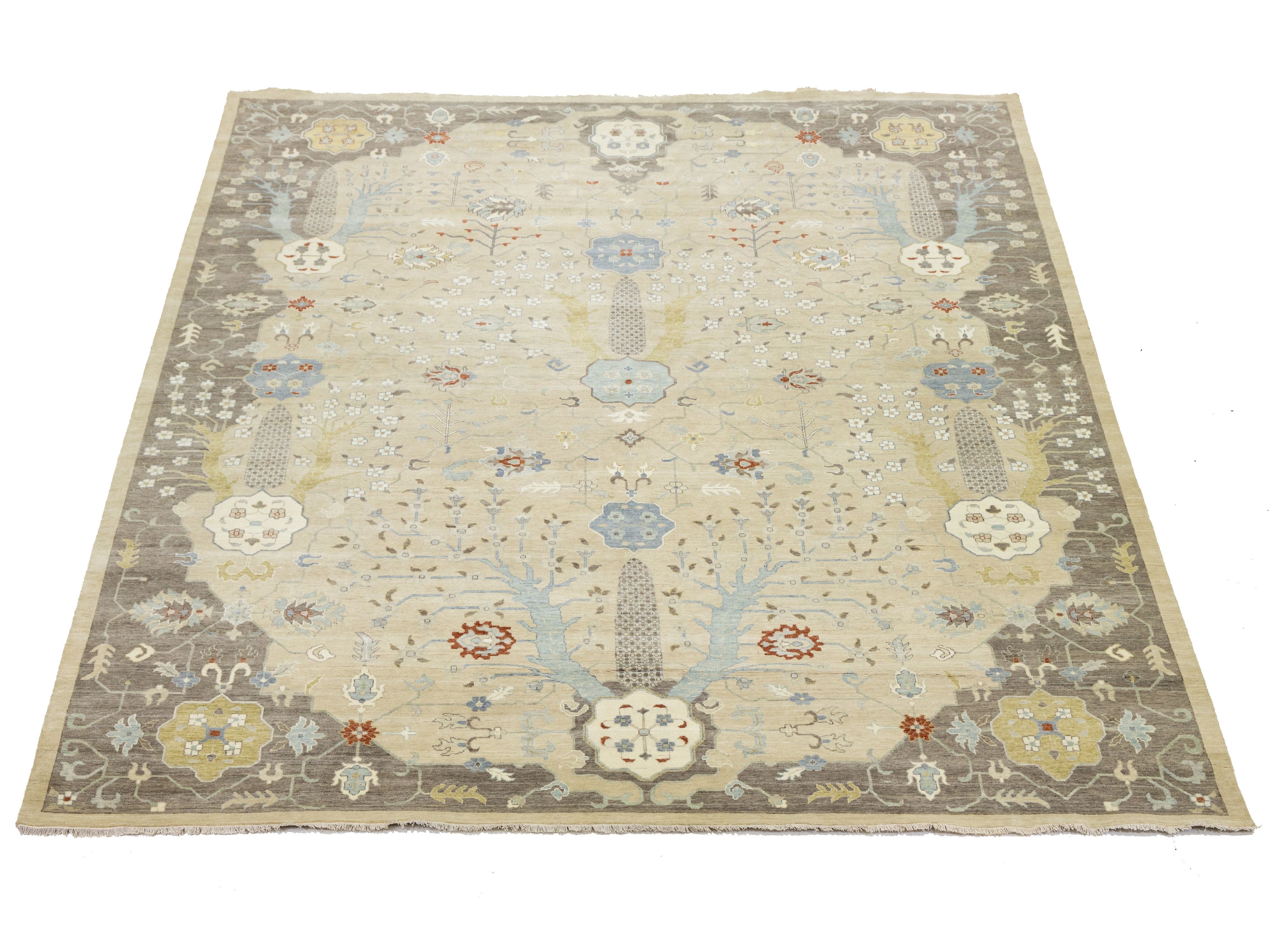 Modern Oushak Wool Rug 12 X 15