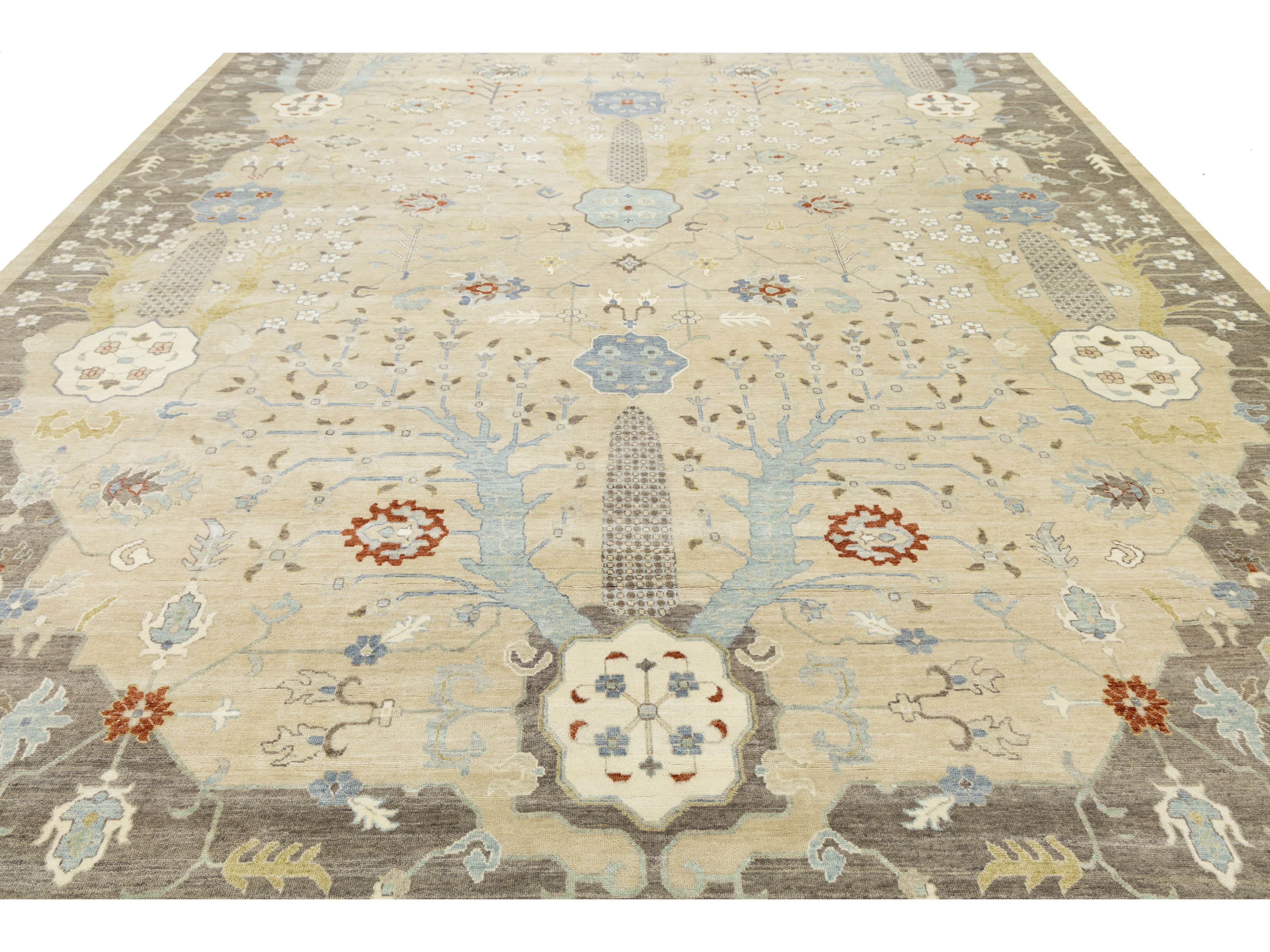 Modern Oushak Wool Rug 12 X 15