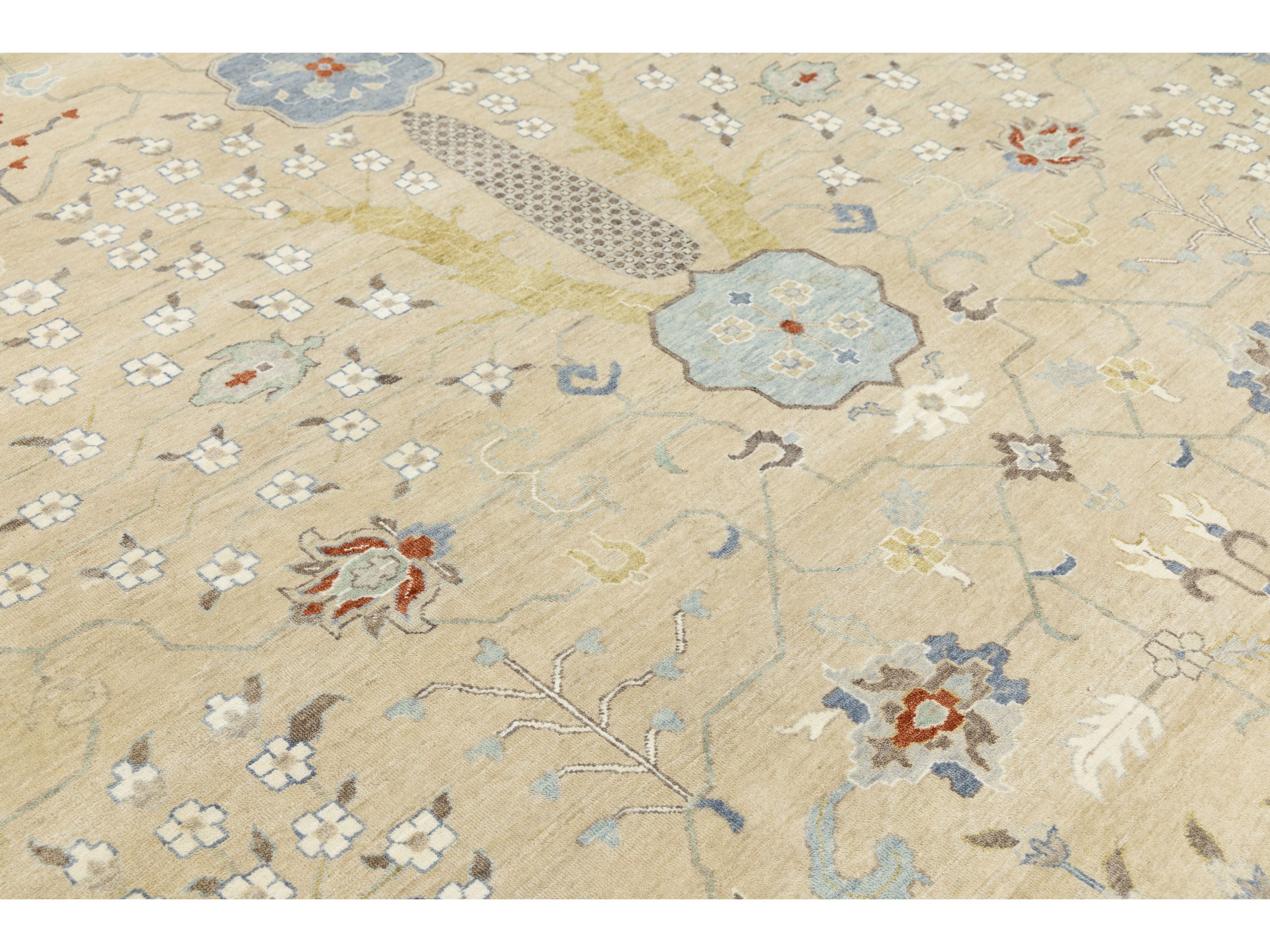 Modern Oushak Wool Rug 12 X 15