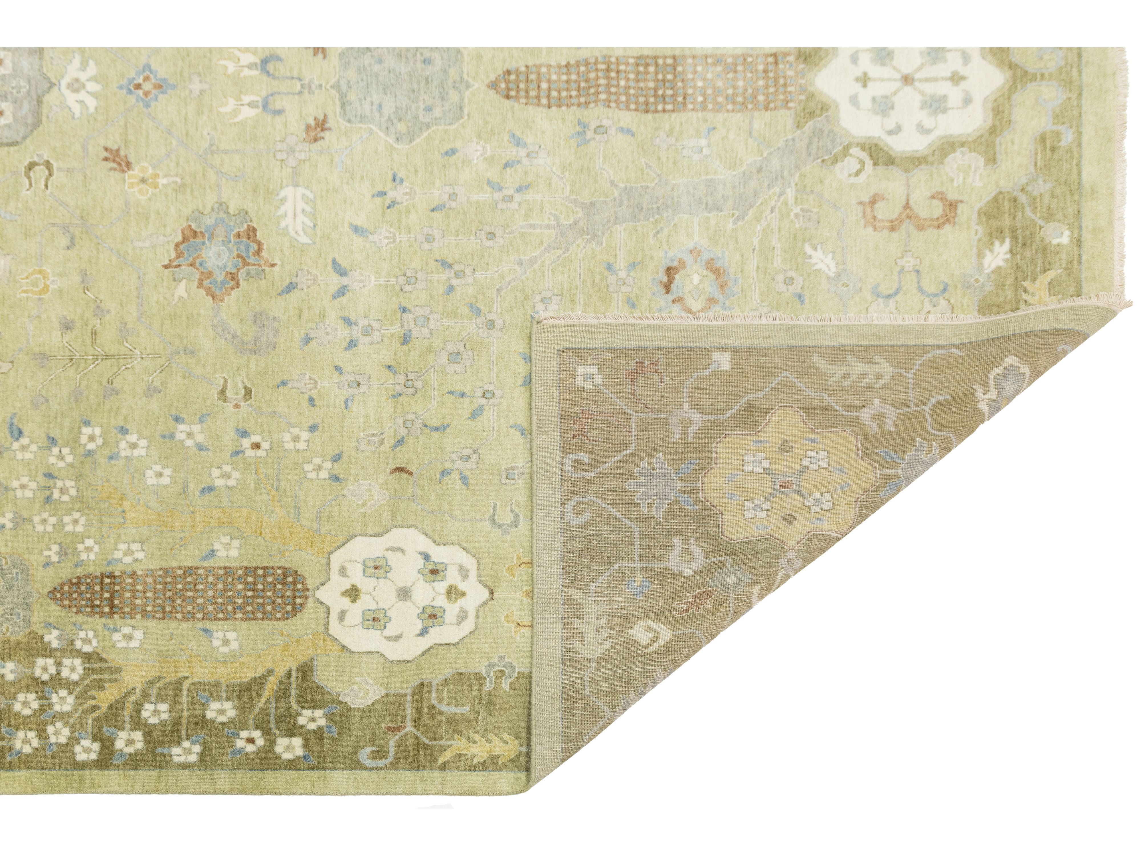 Modern Oushak Wool Rug 12 X 15